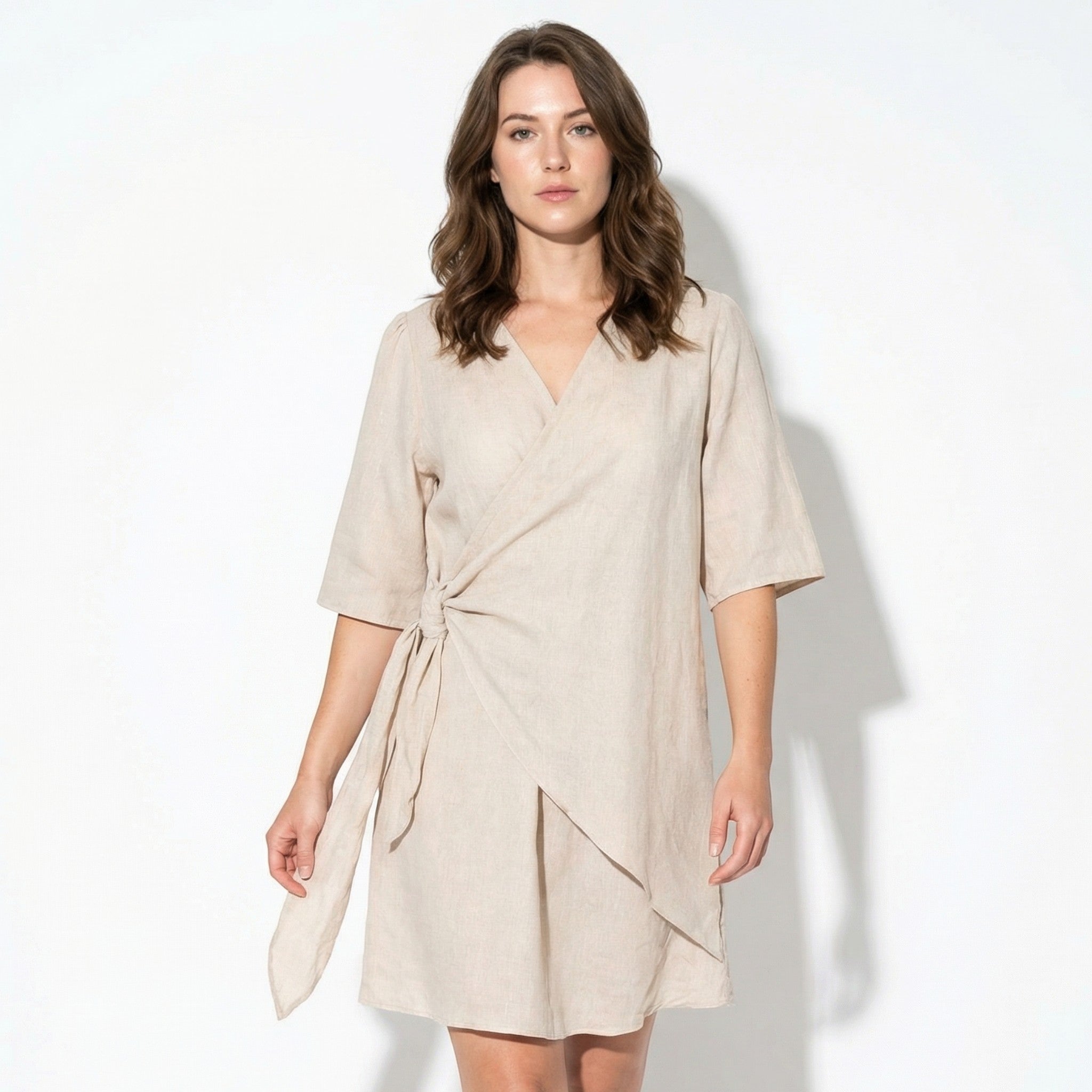 Kate - Women's Asymmetric Summer Mini Dress - Mini Dresses - Apricot - Taylor & Bennett