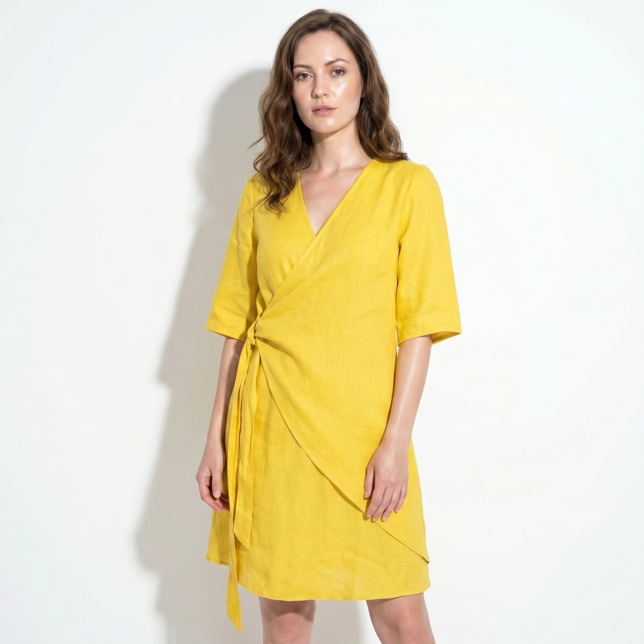 Kate - Women's Asymmetric Summer Mini Dress - Mini Dresses - Yellow - Taylor & Bennett