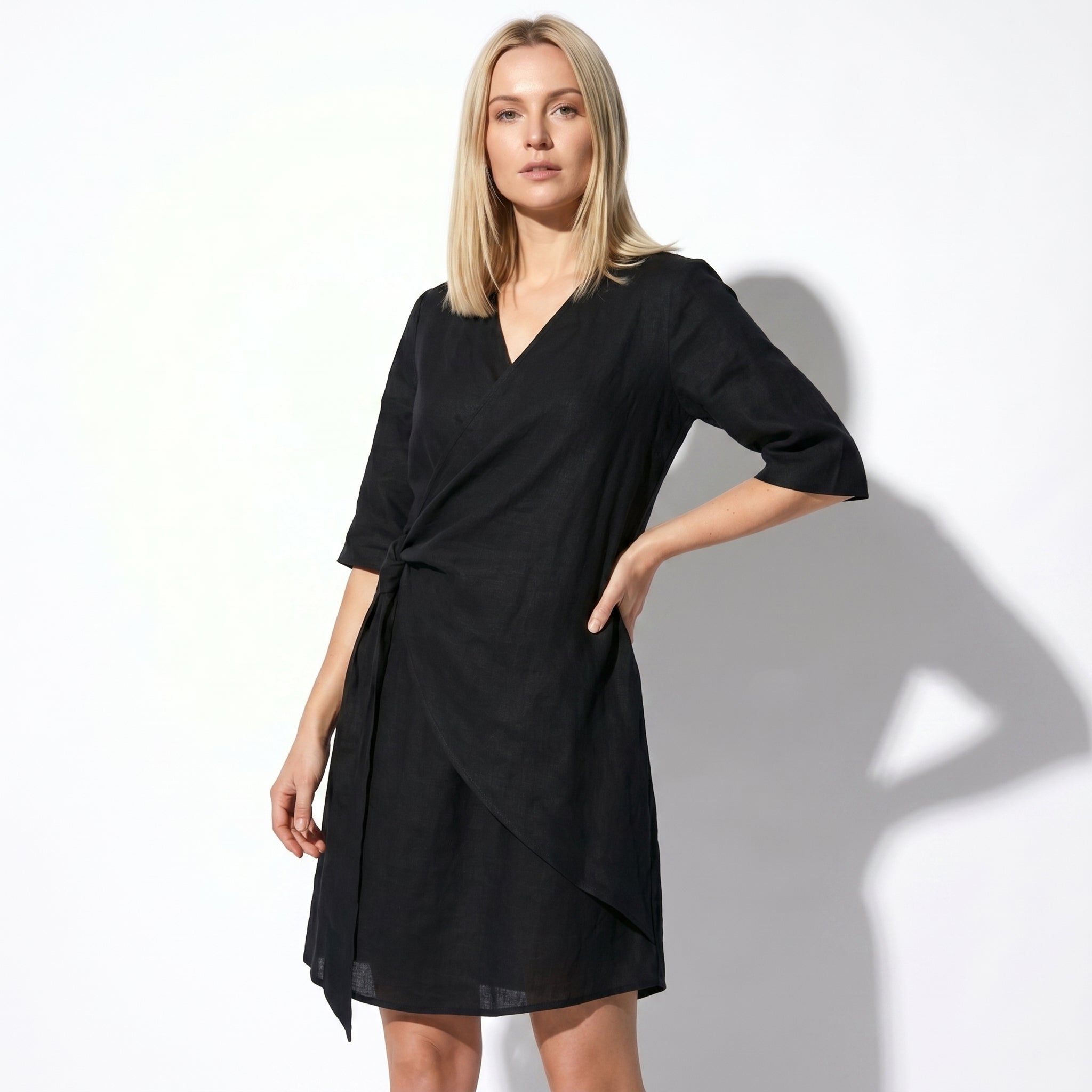 Kate - Women's Asymmetric Summer Mini Dress - Mini Dresses - Black - Taylor & Bennett