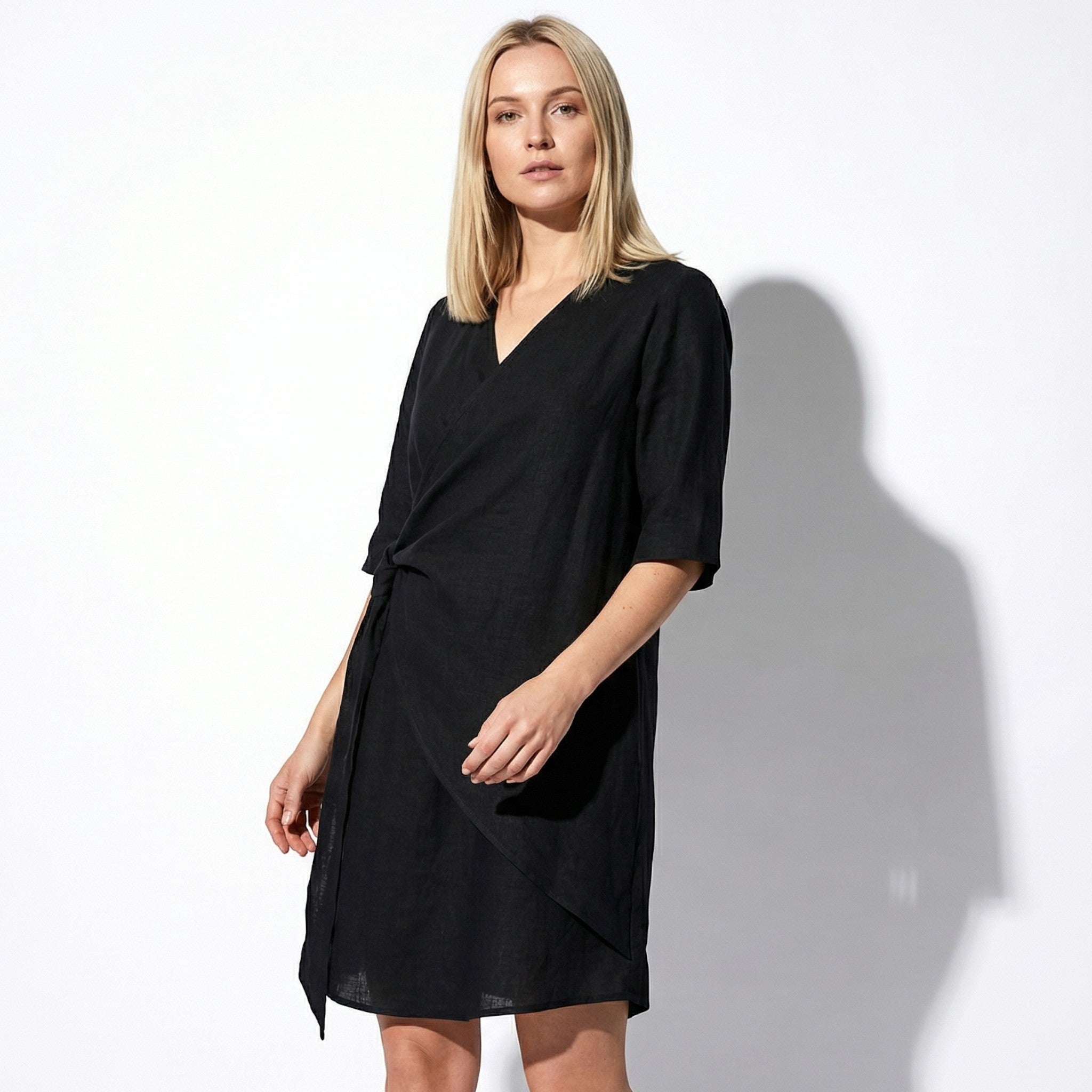 Kate - Women's Asymmetric Summer Mini Dress - Mini Dresses - Black - Taylor & Bennett