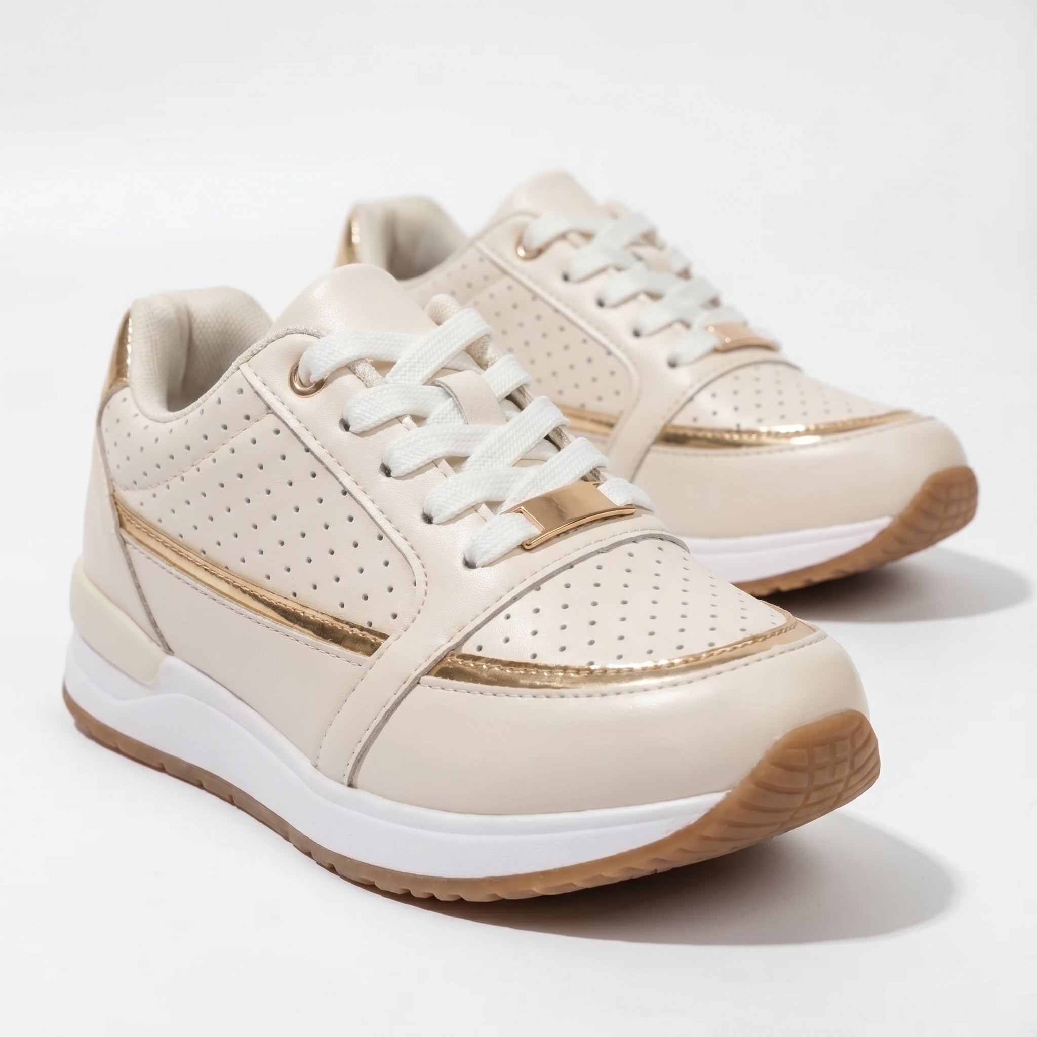 Katie - Women's Breathable Trainers - Trainers - Beige - Taylor & Bennett