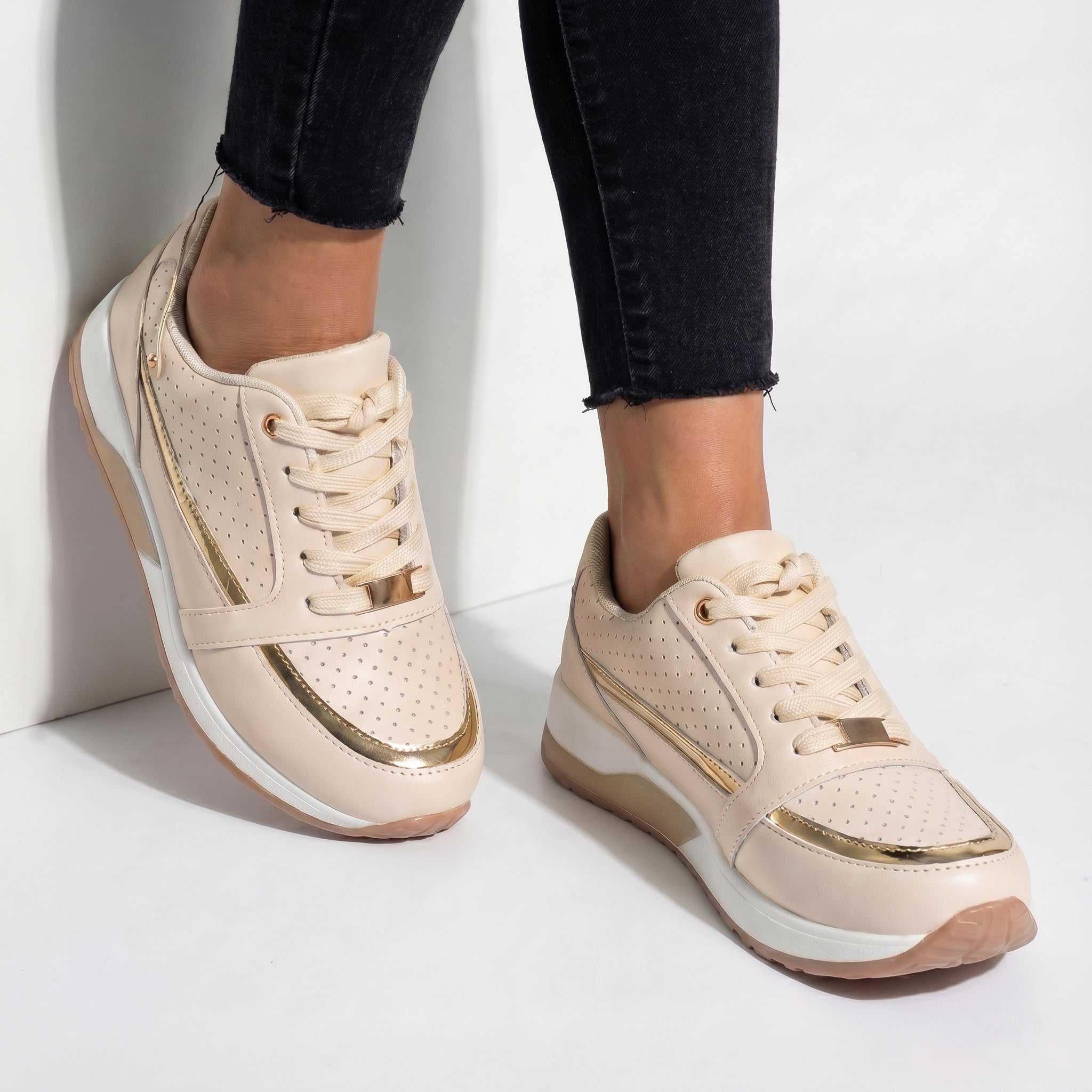 Katie - Women's Breathable Trainers - Trainers - Beige - Taylor & Bennett
