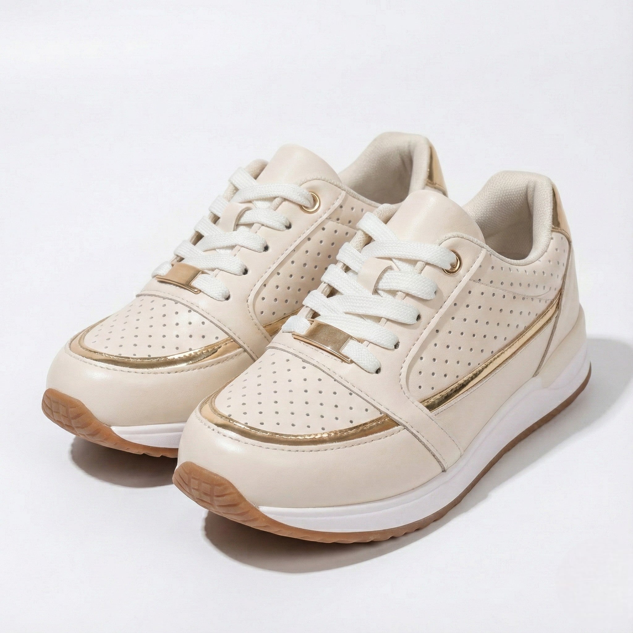 Katie - Women's Lightweight Breathable Walking Trainers - Trainers - Beige - Taylor & Bennett