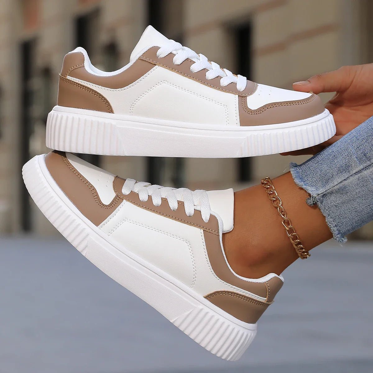 Kendall - Women's Two - Tone Trainers - Trainers - Brown - Taylor & Bennett