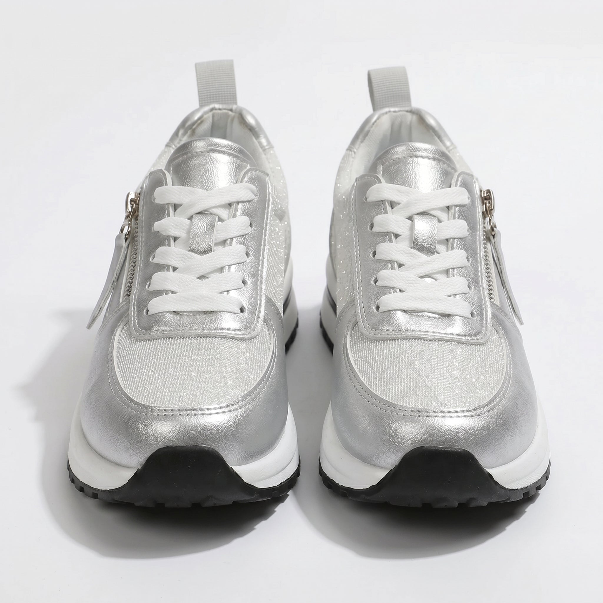 Lana – Women's Orthopaedic Zip Trainers - Trainers - Silver - Taylor & Bennett