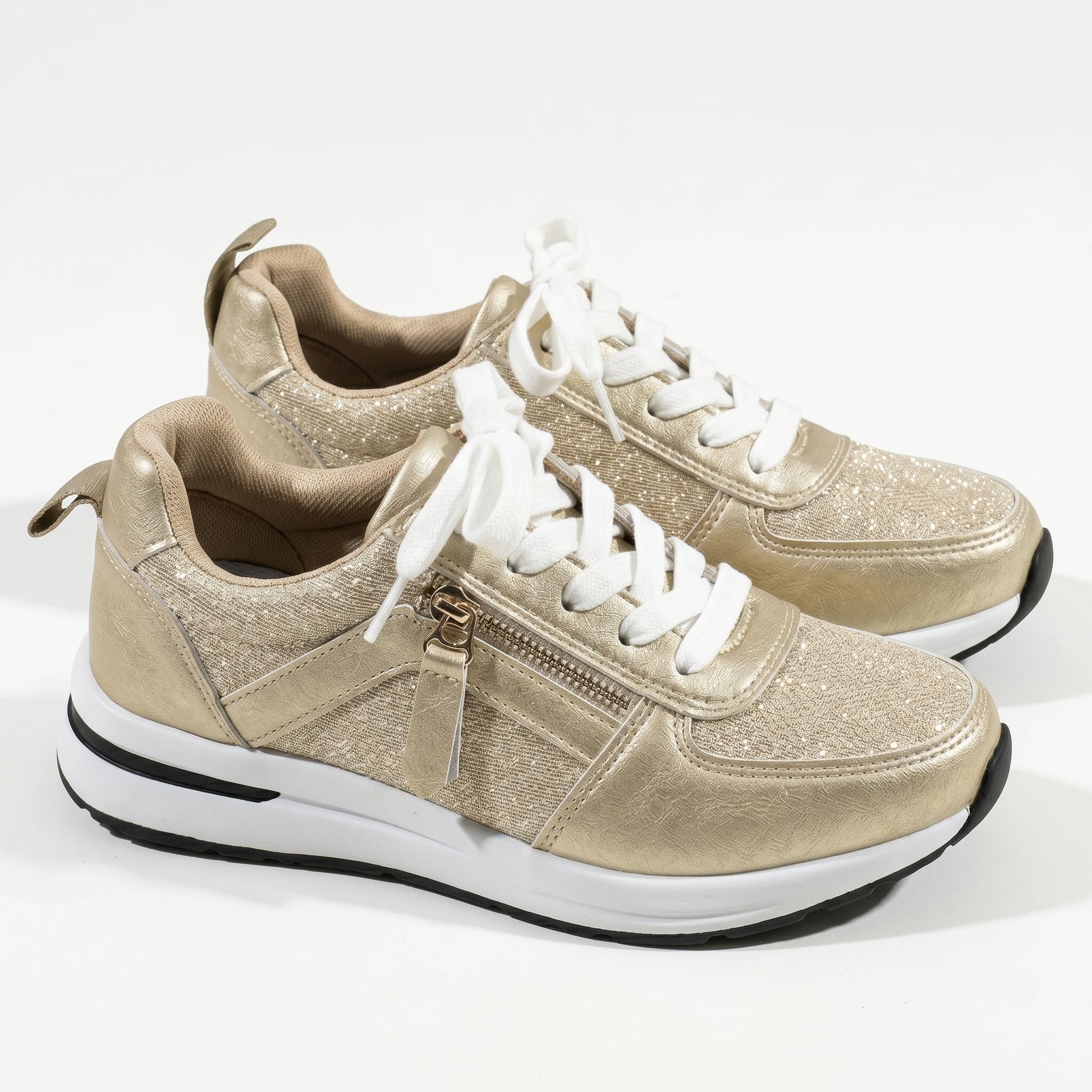 Lana – Women's Orthopaedic Zip Trainers - Trainers - Gold - Taylor & Bennett