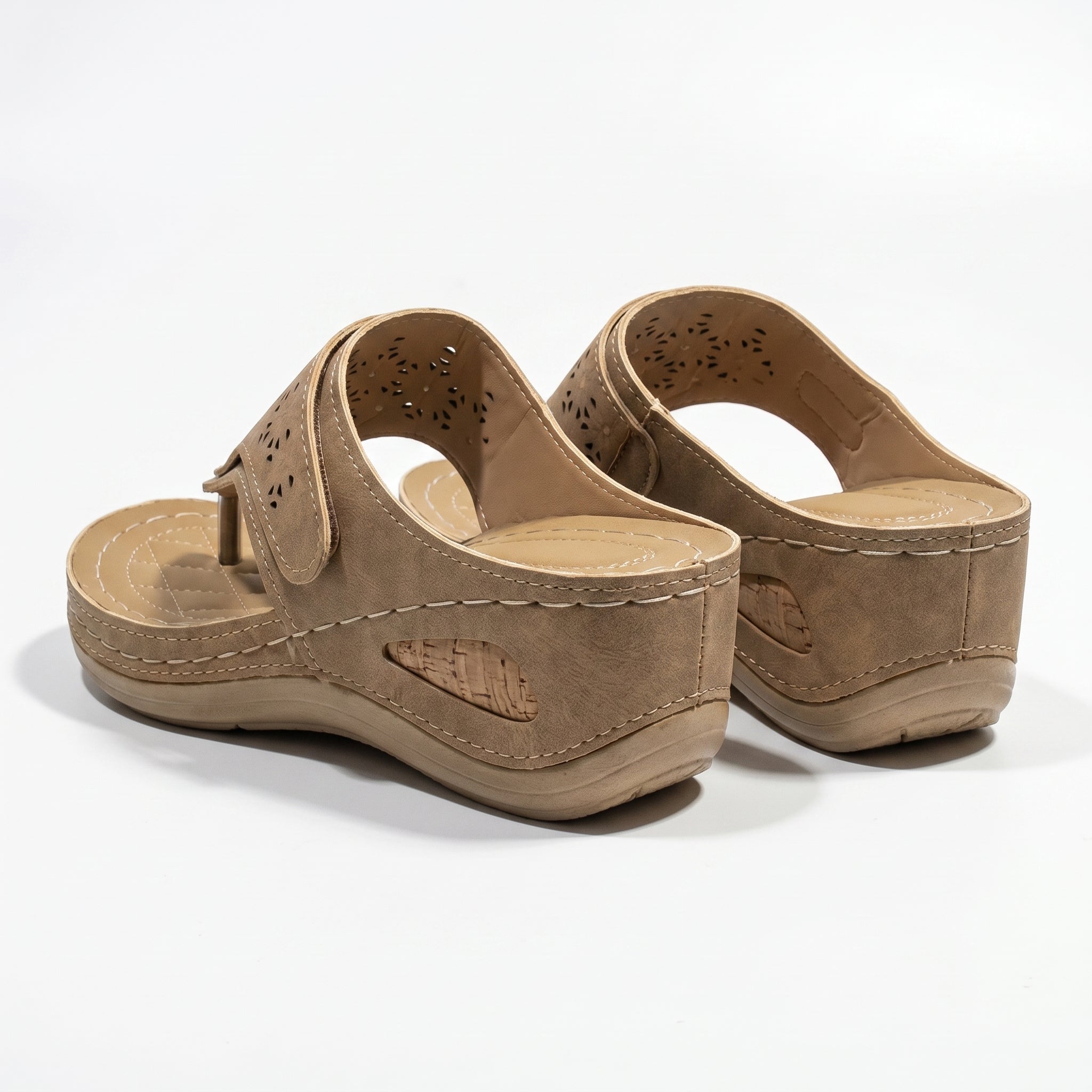 Layla - Women's Wedge Sandals with Cut - Out Detail - Sandal - Brown - Taylor & Bennett