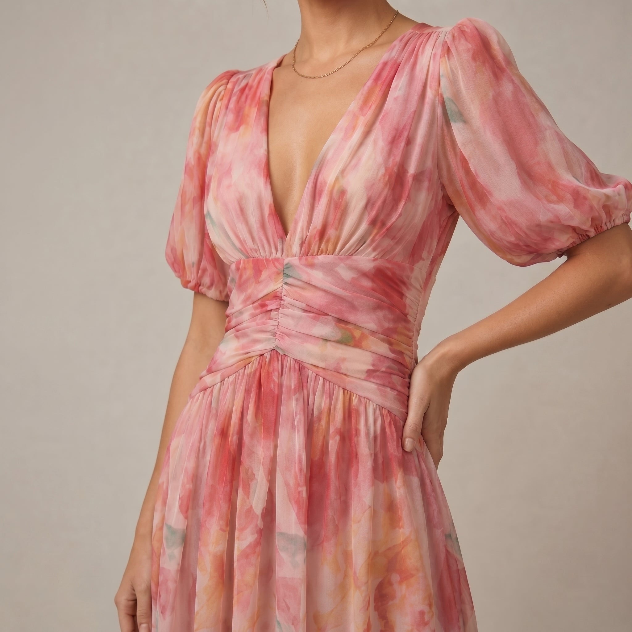 Leonie - Women's Vintage Floral Wedding Guest Maxi Dress - Maxi Dresses - Peach - Taylor & Bennett