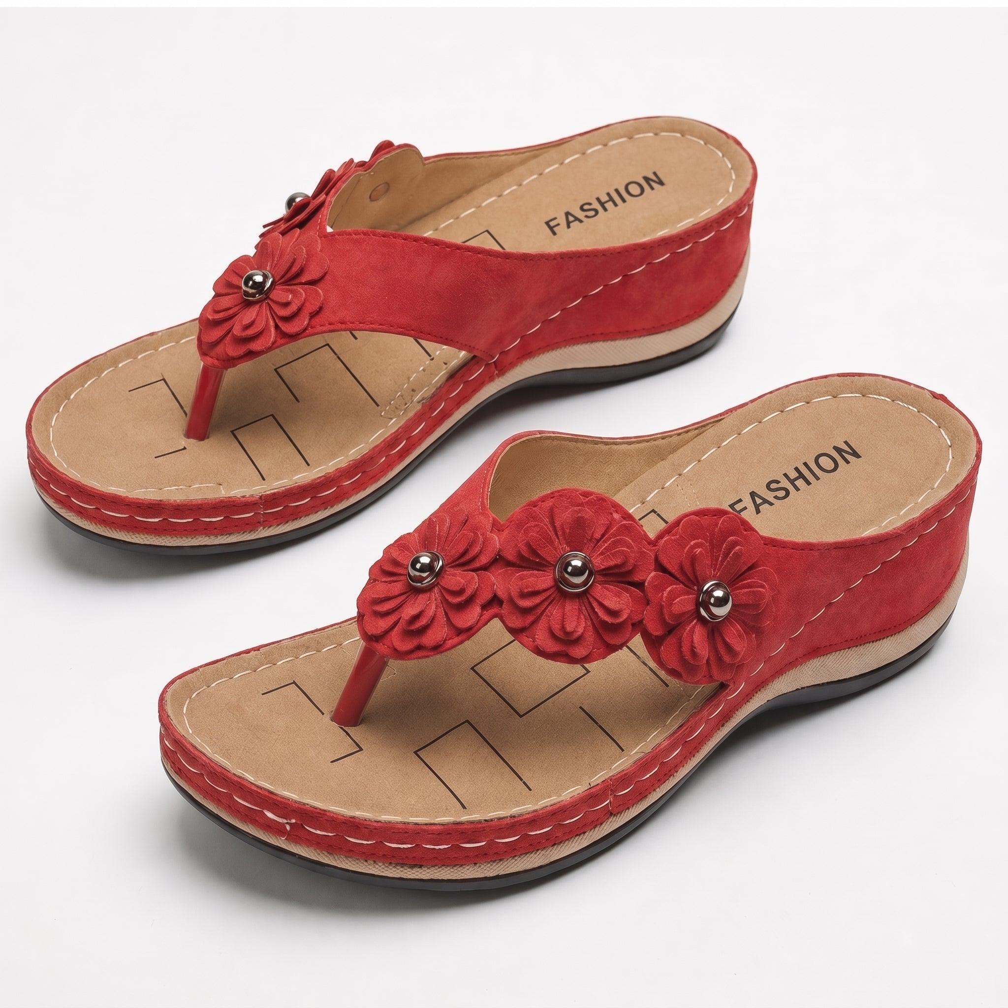 Liana - Women's Orthopaedic Wedge Sandals - Sandals - Red - Taylor & Bennett