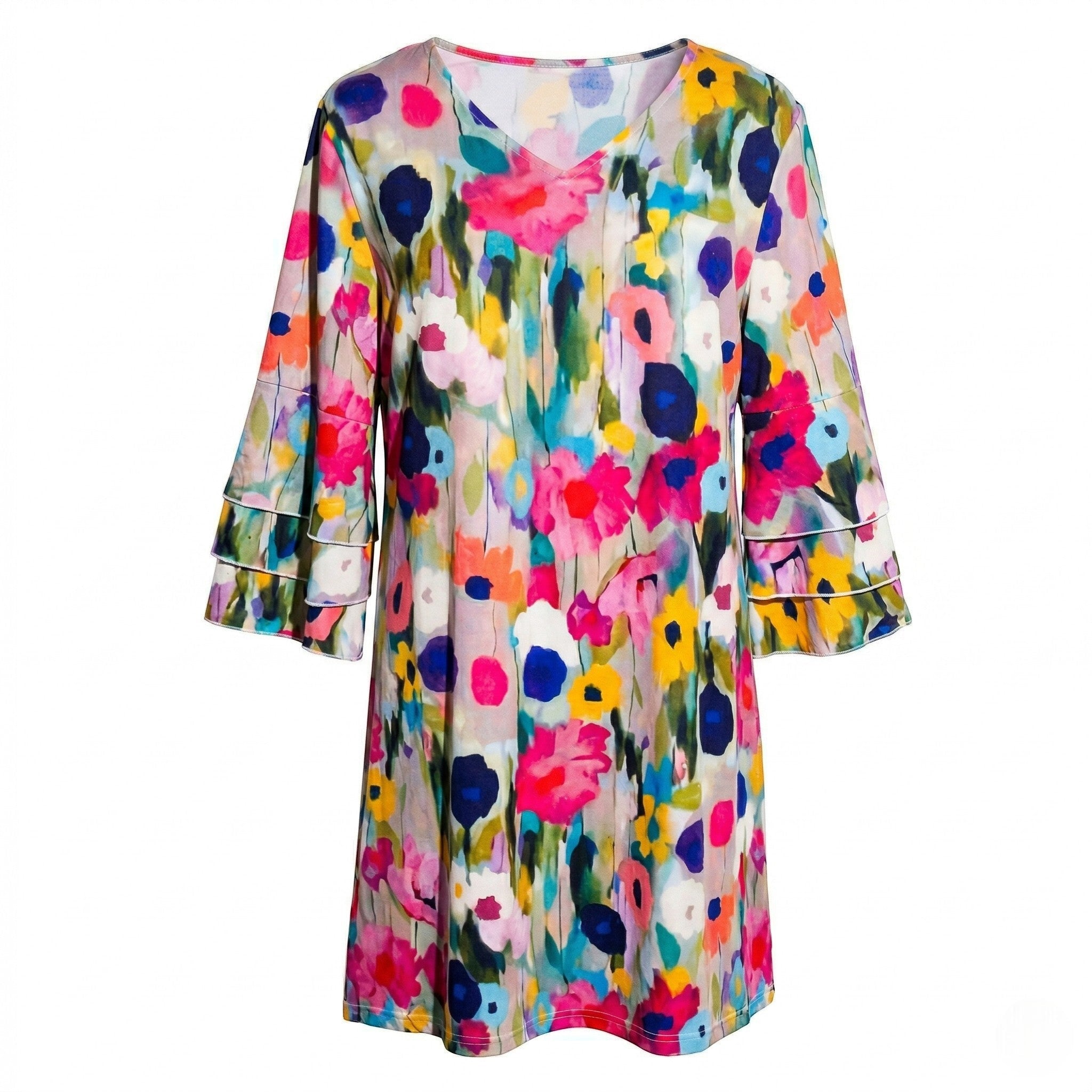 Lila - Women's Watercolour Floral Print Mini Dress - Mini Dress - Floral - Taylor & Bennett