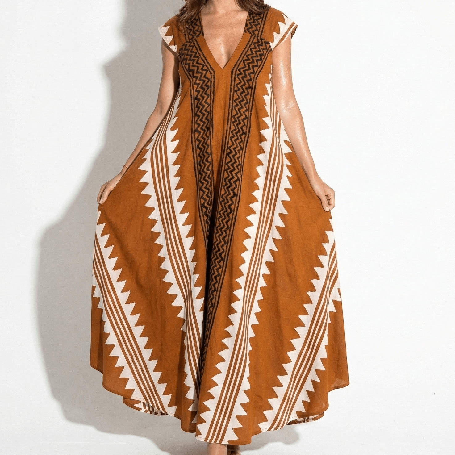 Lily - Women's A Line Printed Maxi Dress - Dresses - Yellow - Taylor & Bennett