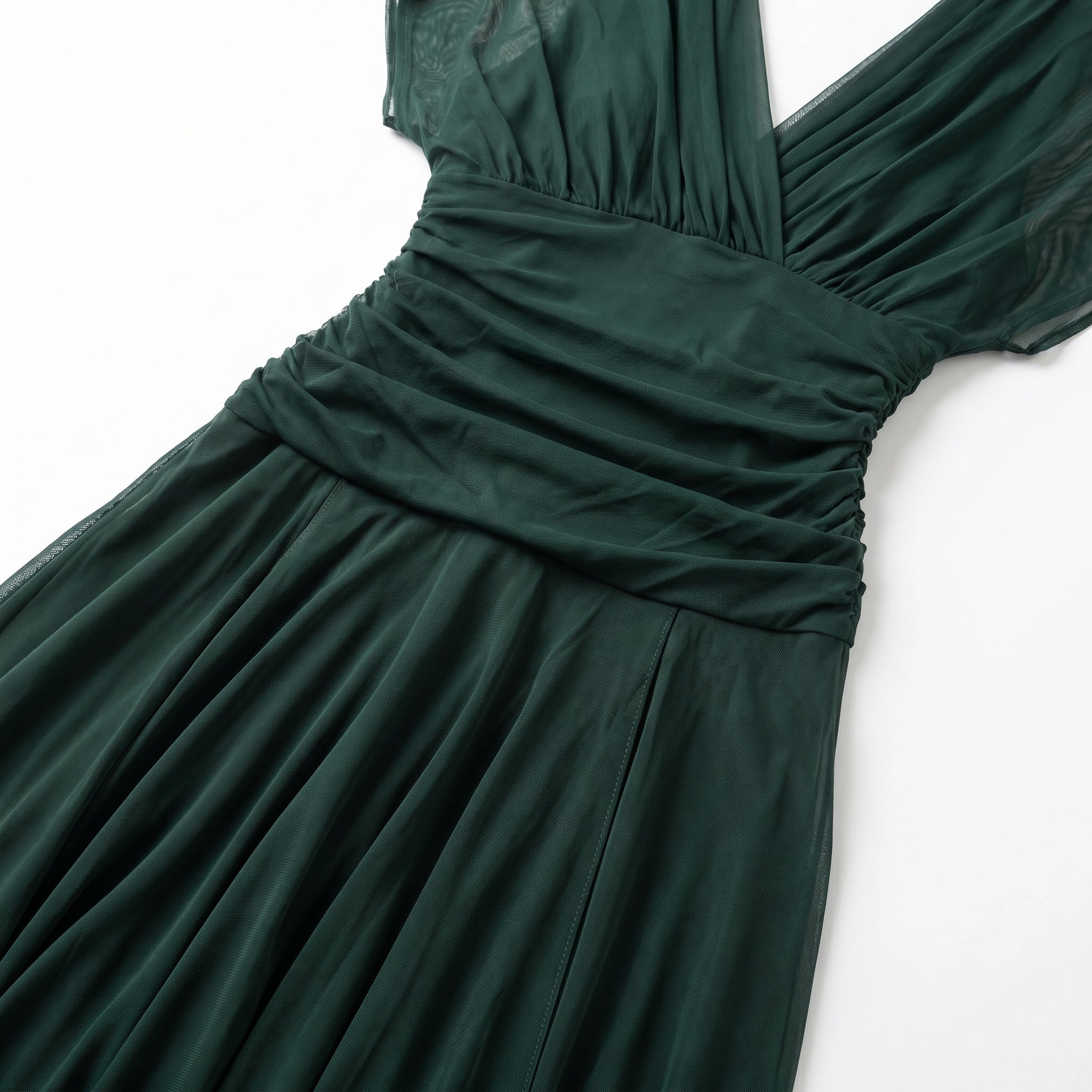 Lily - Women's Evening Ruched Maxi Dress - Dress - Green - Taylor & Bennett