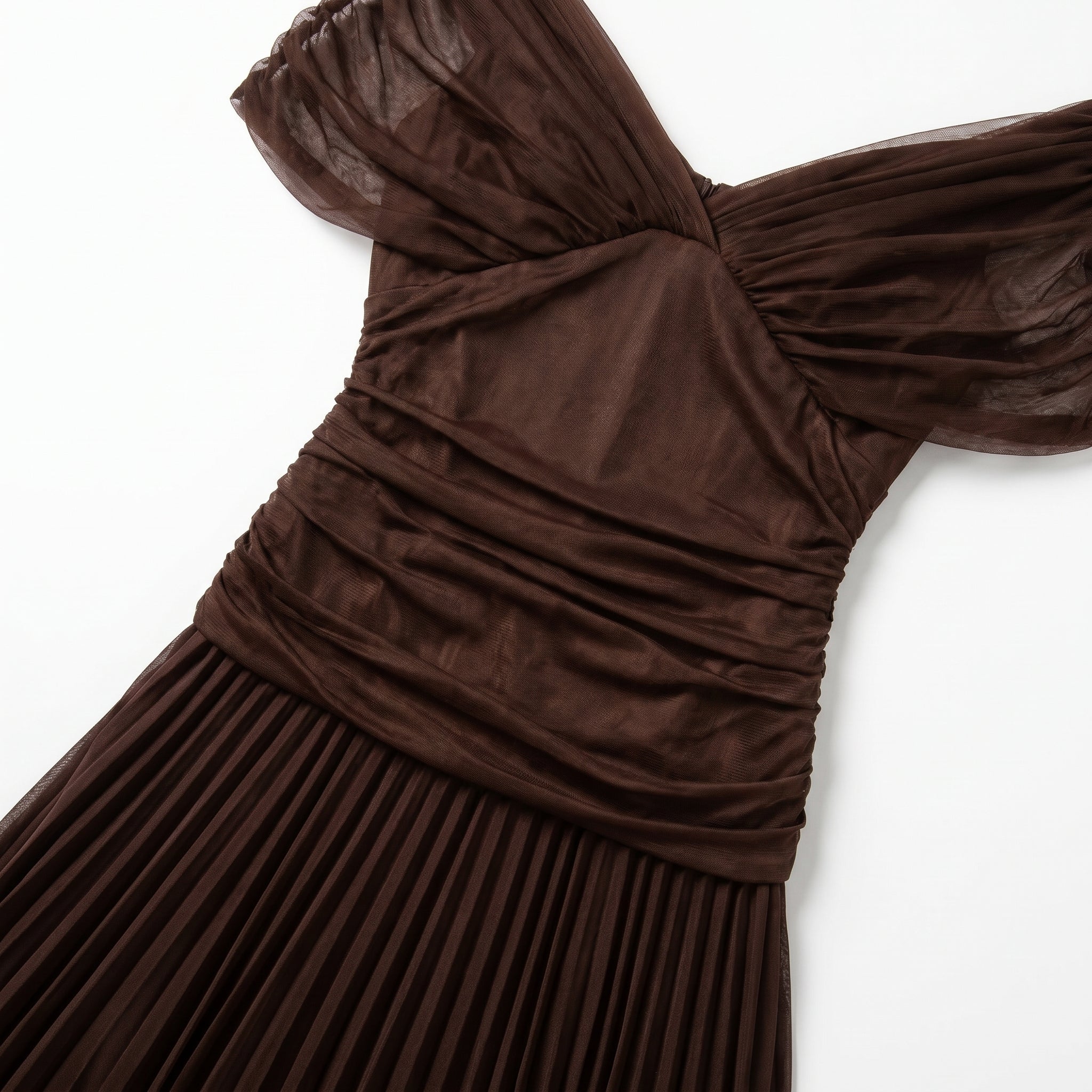 Lily - Women's Evening Ruched Maxi Dress - Dress - Brown - Taylor & Bennett
