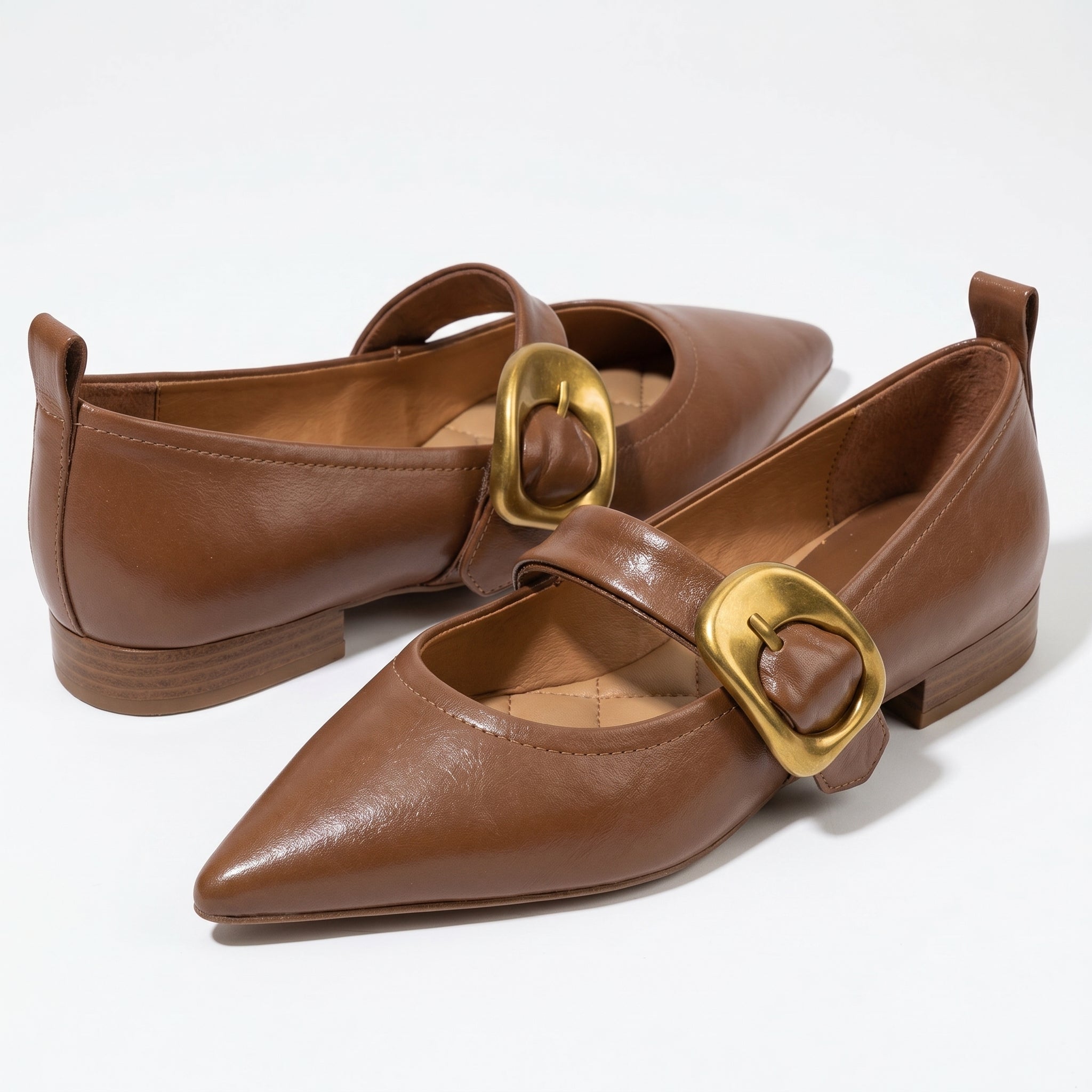 Lily - Women's Pointed Toe Slip - on Flats - Sandal - Brown - Taylor & Bennett