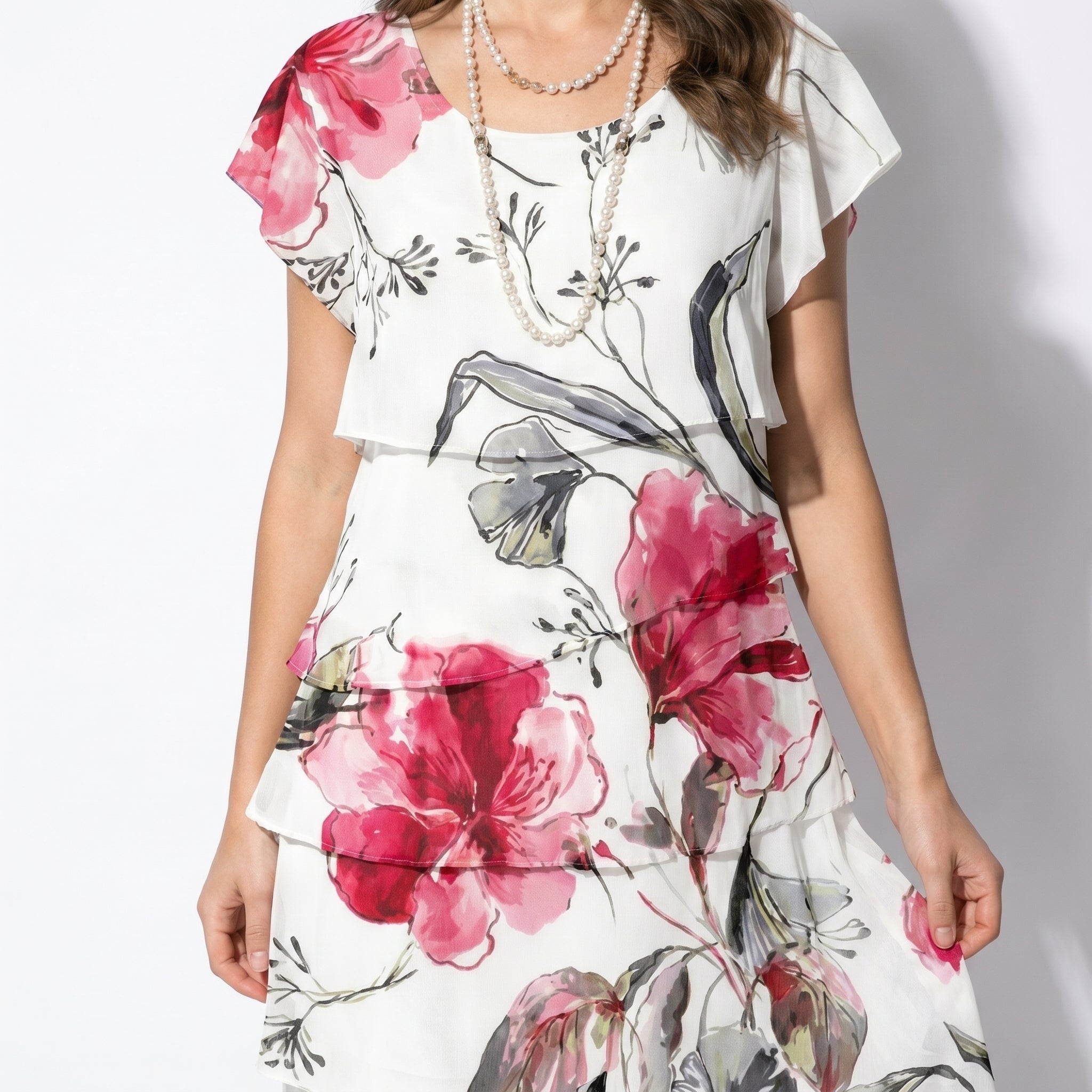 Lily - Women's Summer Ruffle Mini Dress - Dress - White - Taylor & Bennett