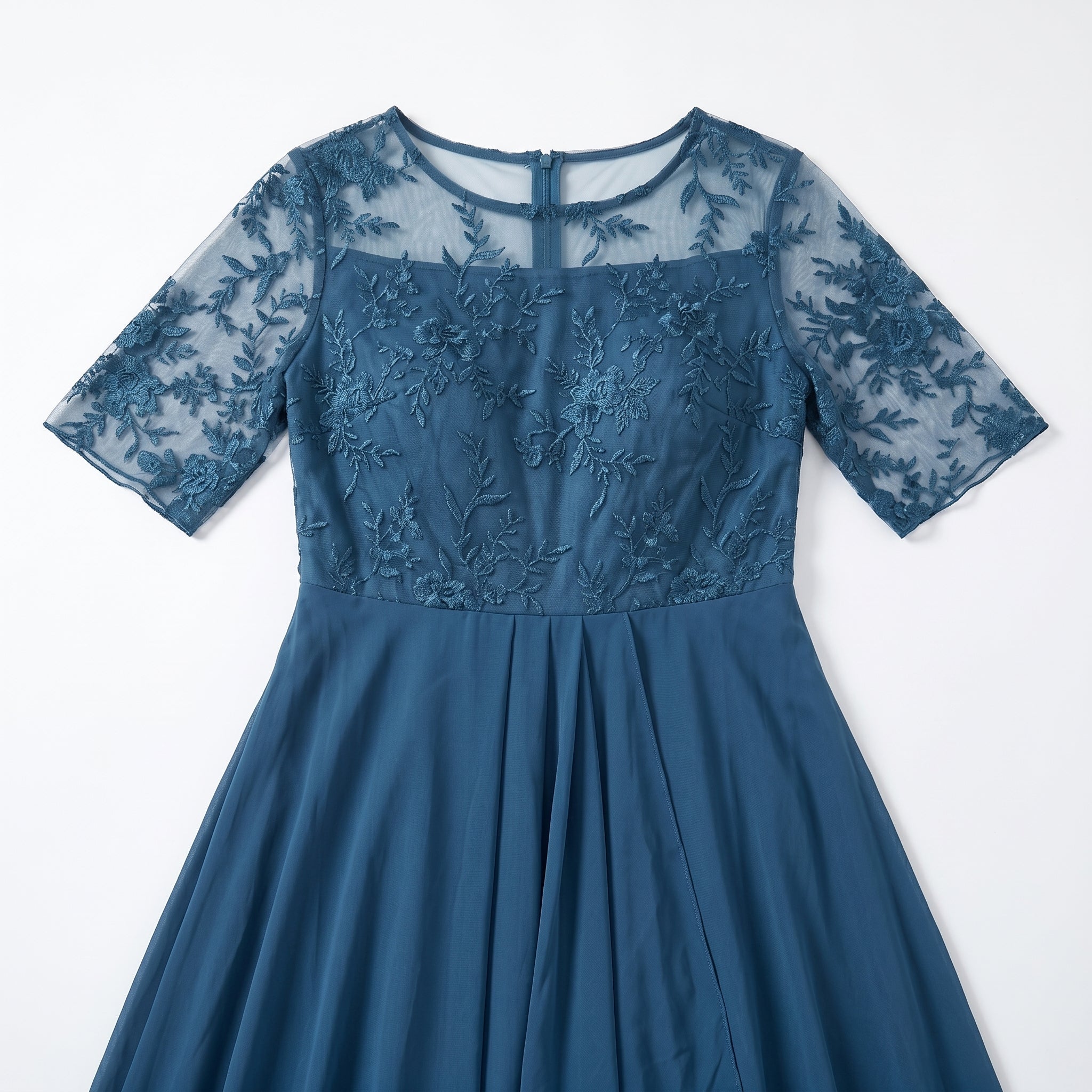 Louisa - Women's Lace and Chiffon Midi Dress - Dress - Blue - Taylor & Bennett