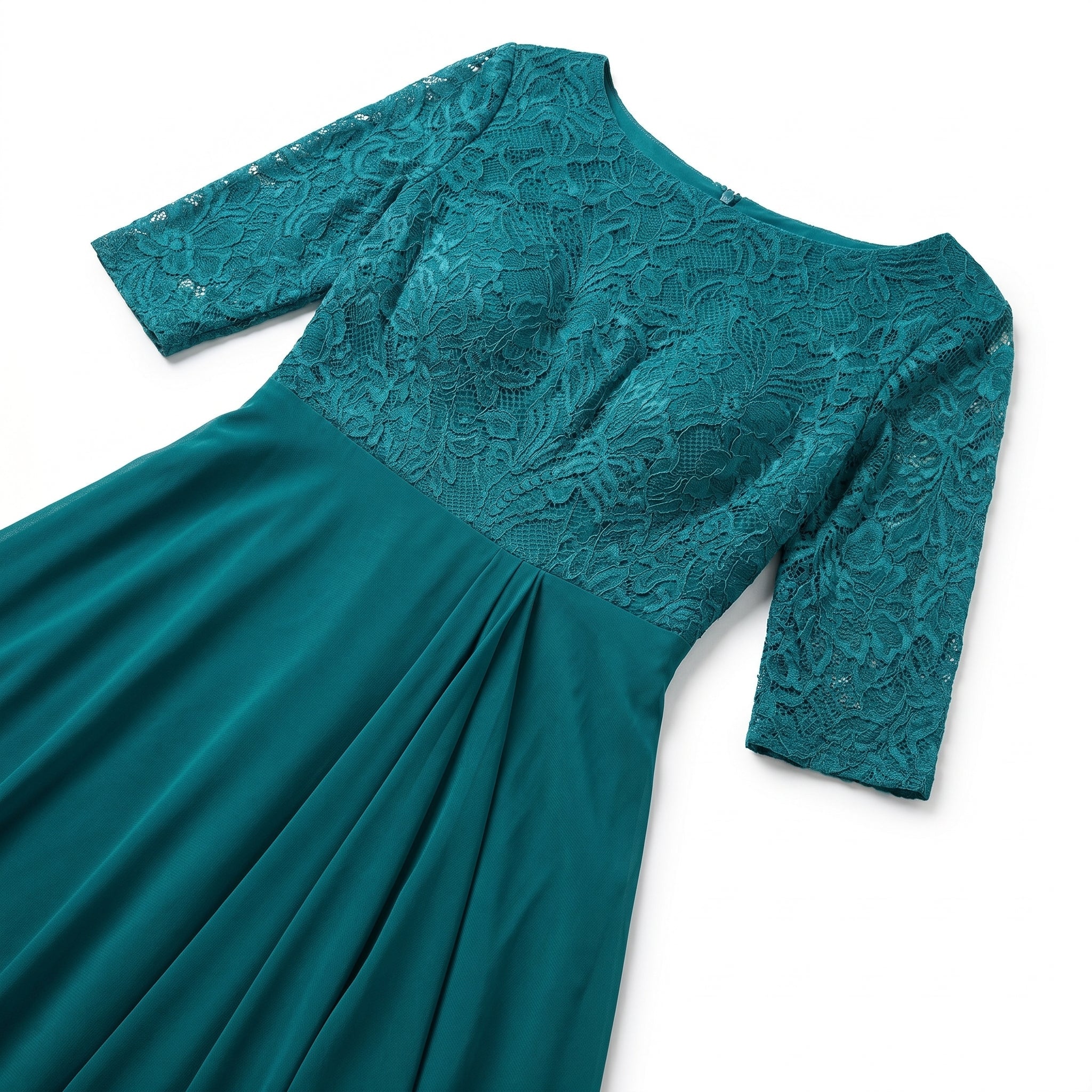 Louisa - Women's Lace and Chiffon Midi Dress - Dress - Dark Green - Taylor & Bennett