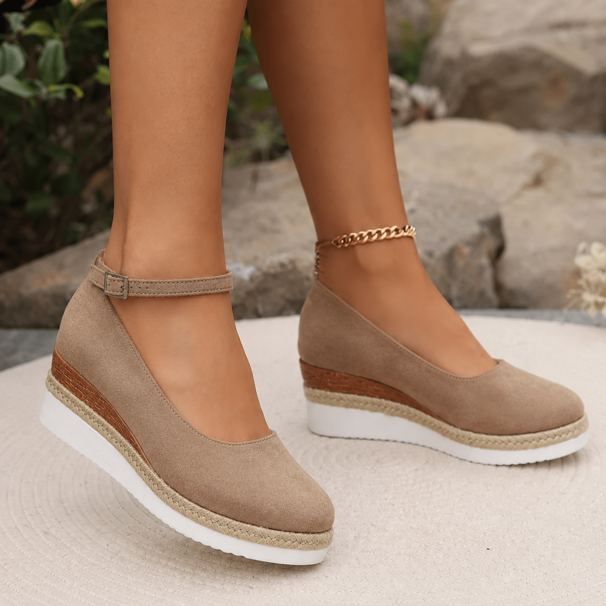 Ludmila – Women's Orthopaedic Slip-On Wedge Pumps - Heels - Khaki - Taylor & Bennett