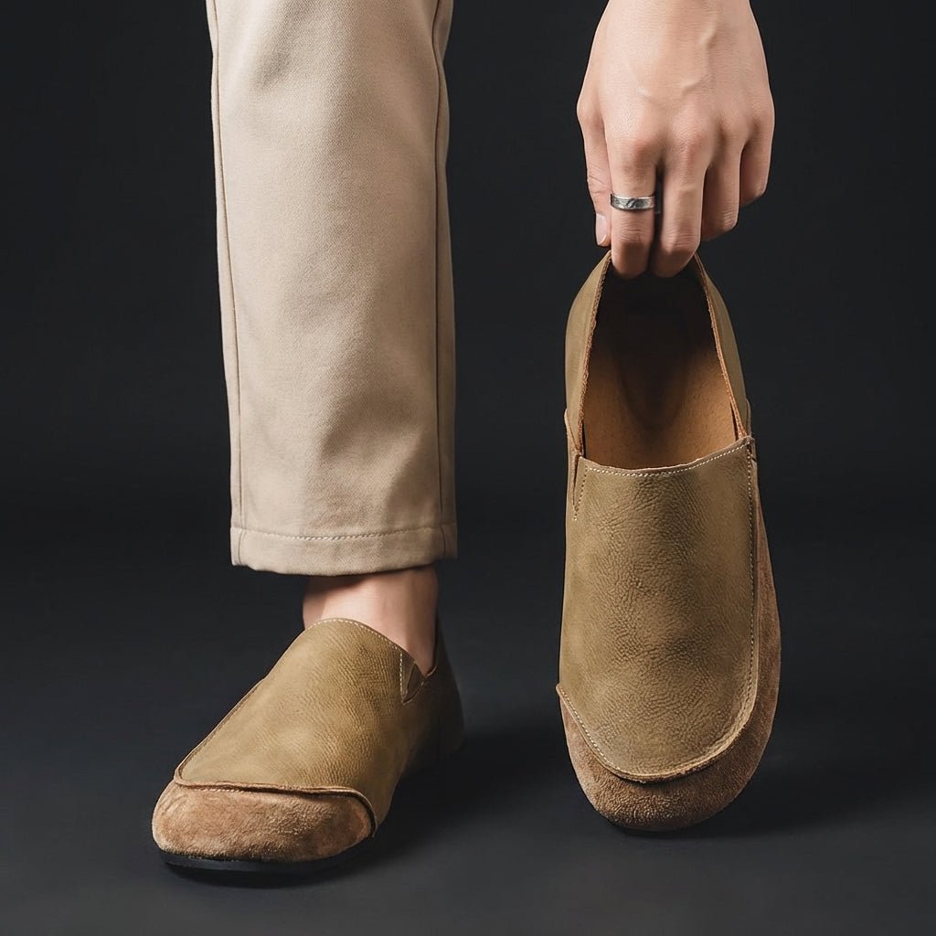 Marcus - Men's Casual Round Toe Flat Loafers - Loafers - Khaki - Taylor & Bennett