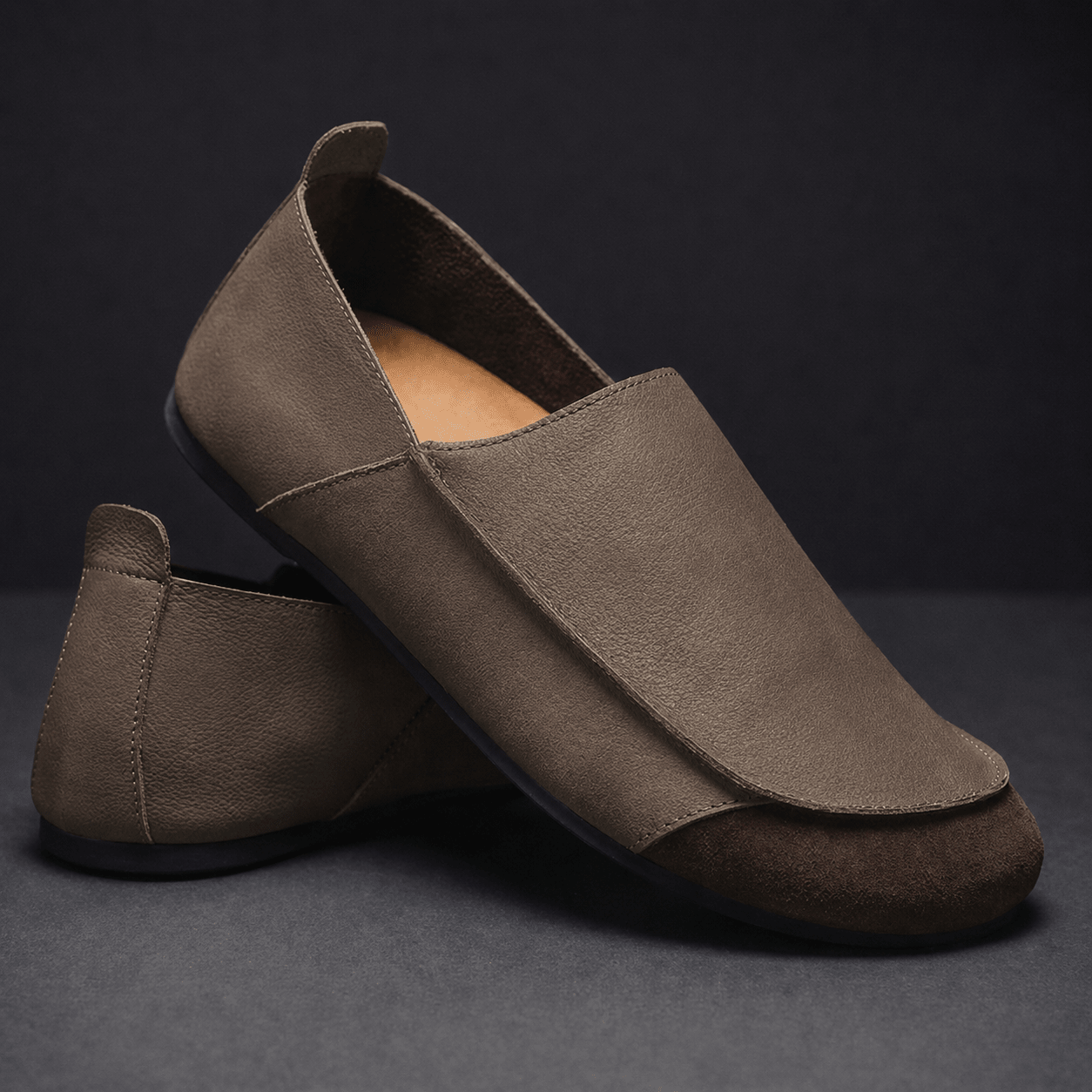 Marcus - Men's Casual Round Toe Flat Loafers - Loafers - Brown - Taylor & Bennett