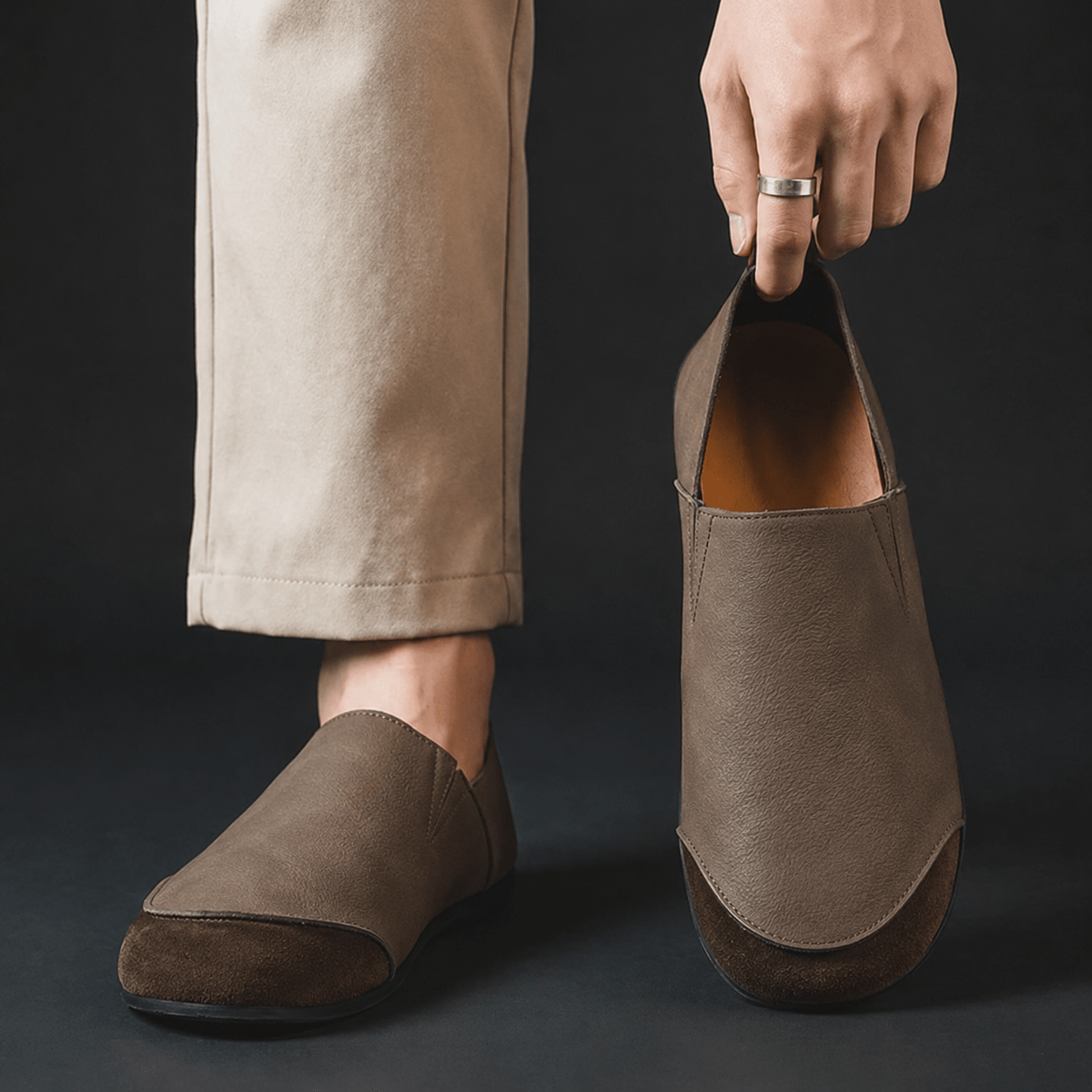 Marcus - Men's Casual Round Toe Flat Loafers - Loafers - Brown - Taylor & Bennett