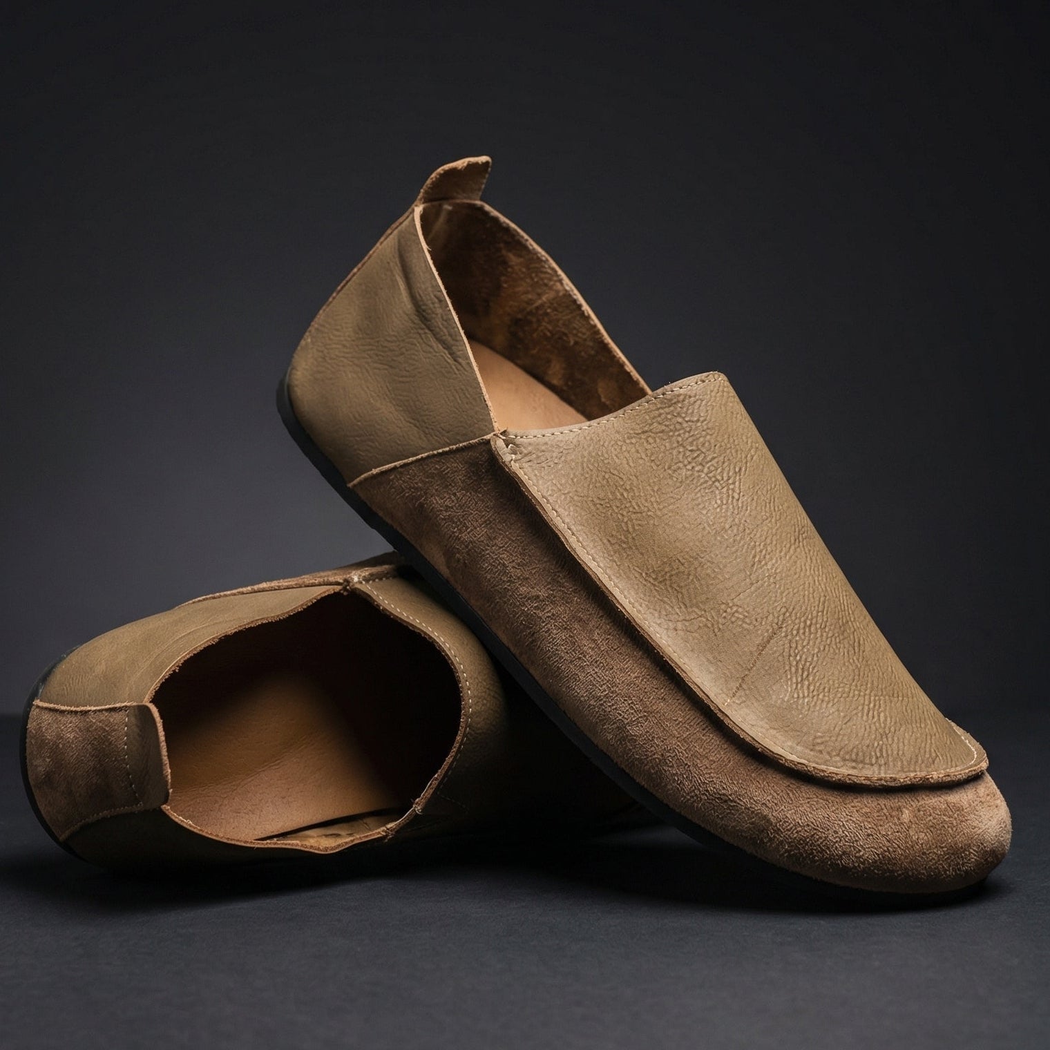 Marcus - Men's Casual Round Toe Flat Loafers - Loafers - Khaki - Taylor & Bennett