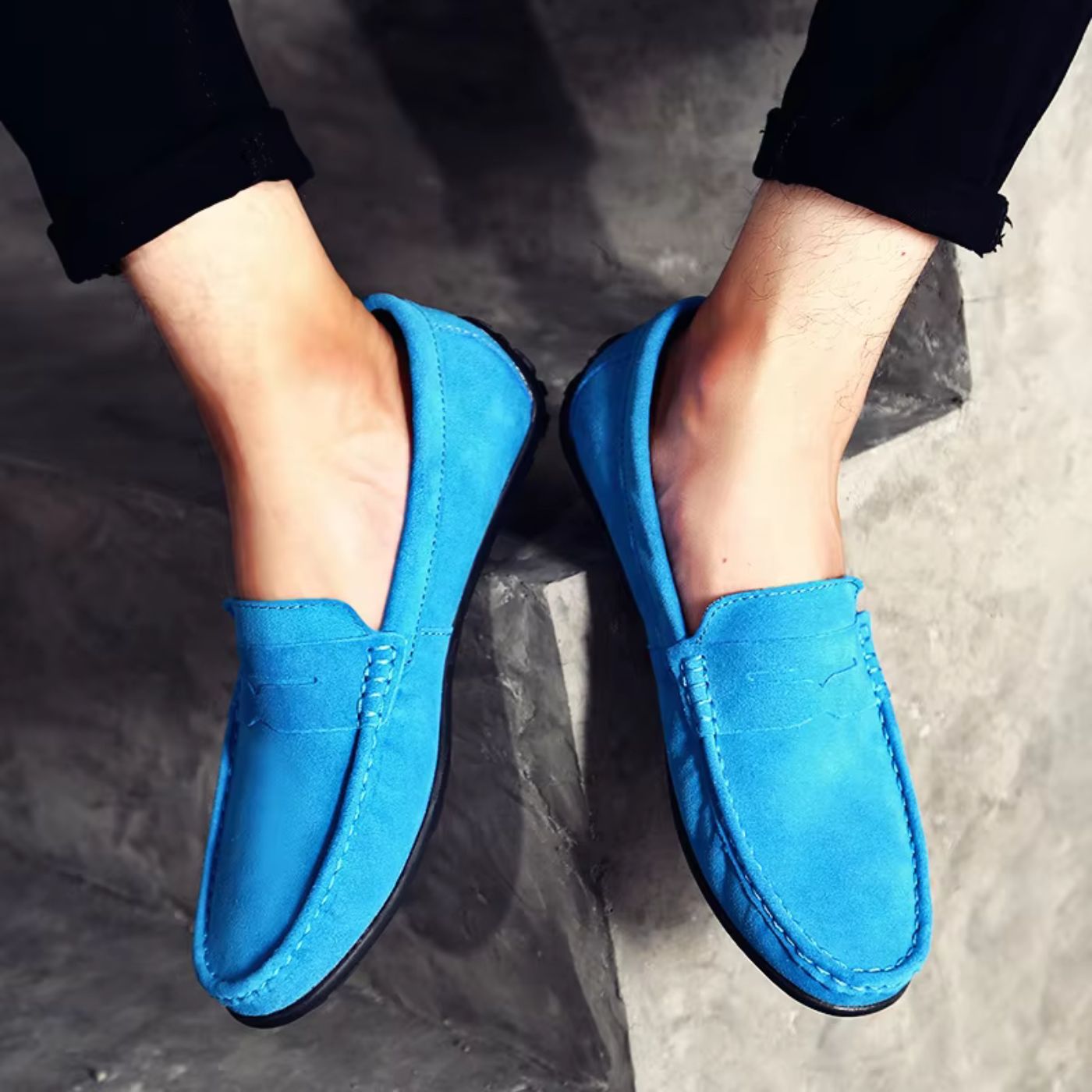 Marcus - Men's Penny Strap Loafers - Loafers - Blue - Taylor & Bennett