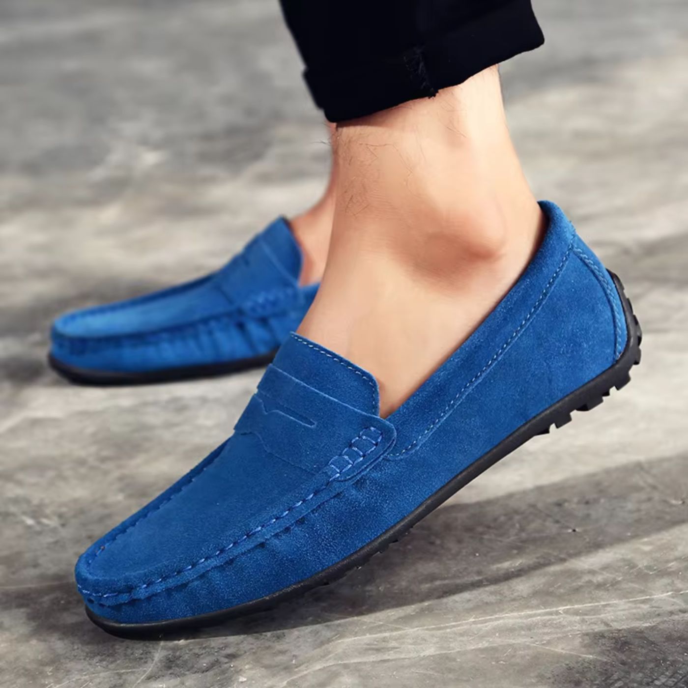 Marcus - Men's Penny Strap Loafers - Loafers - Blue - Taylor & Bennett