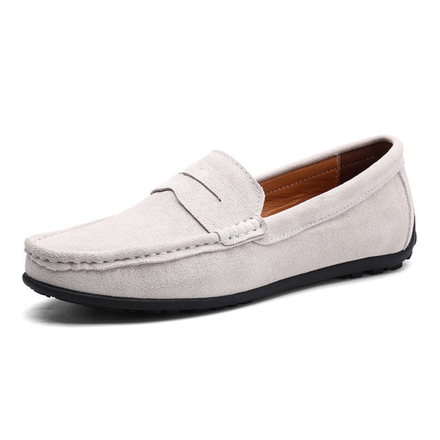 Marcus - Men's Penny Strap Loafers - Loafers - White - Taylor & Bennett
