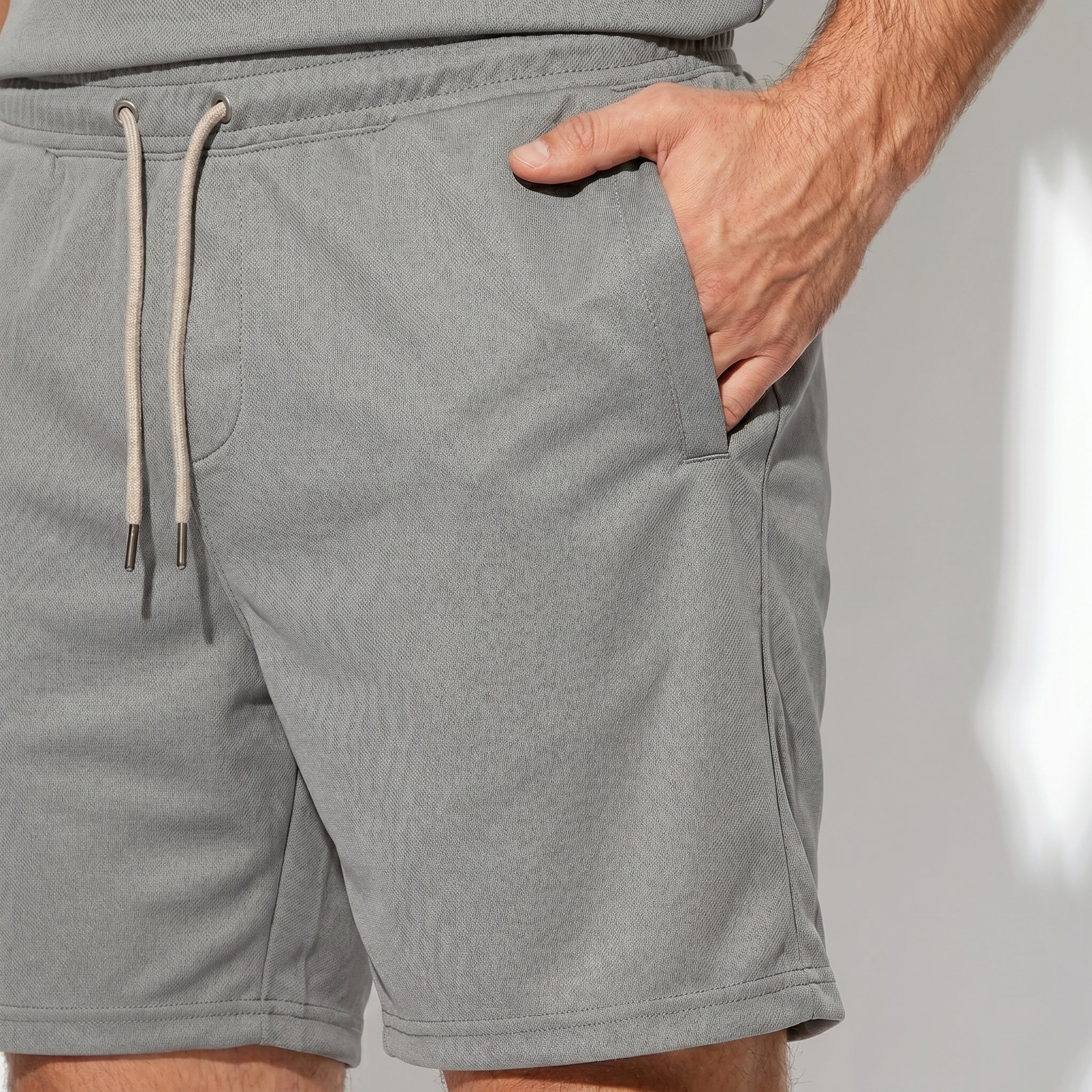 Marcus - Men's Relaxed Fit Drawstring Shorts with Elasticated Waist - Shorts Men - Grey - Taylor & Bennett