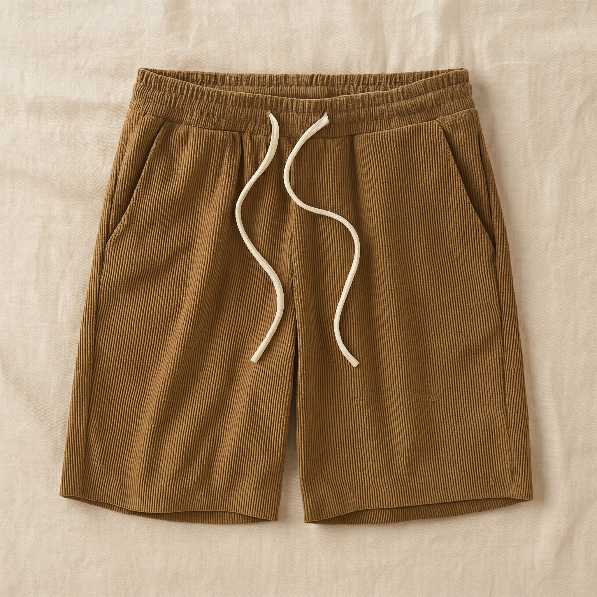 Marcus - Men's Relaxed Fit Elasticated Waist Drawstring Shorts - Shorts Men - Brown - Taylor & Bennett