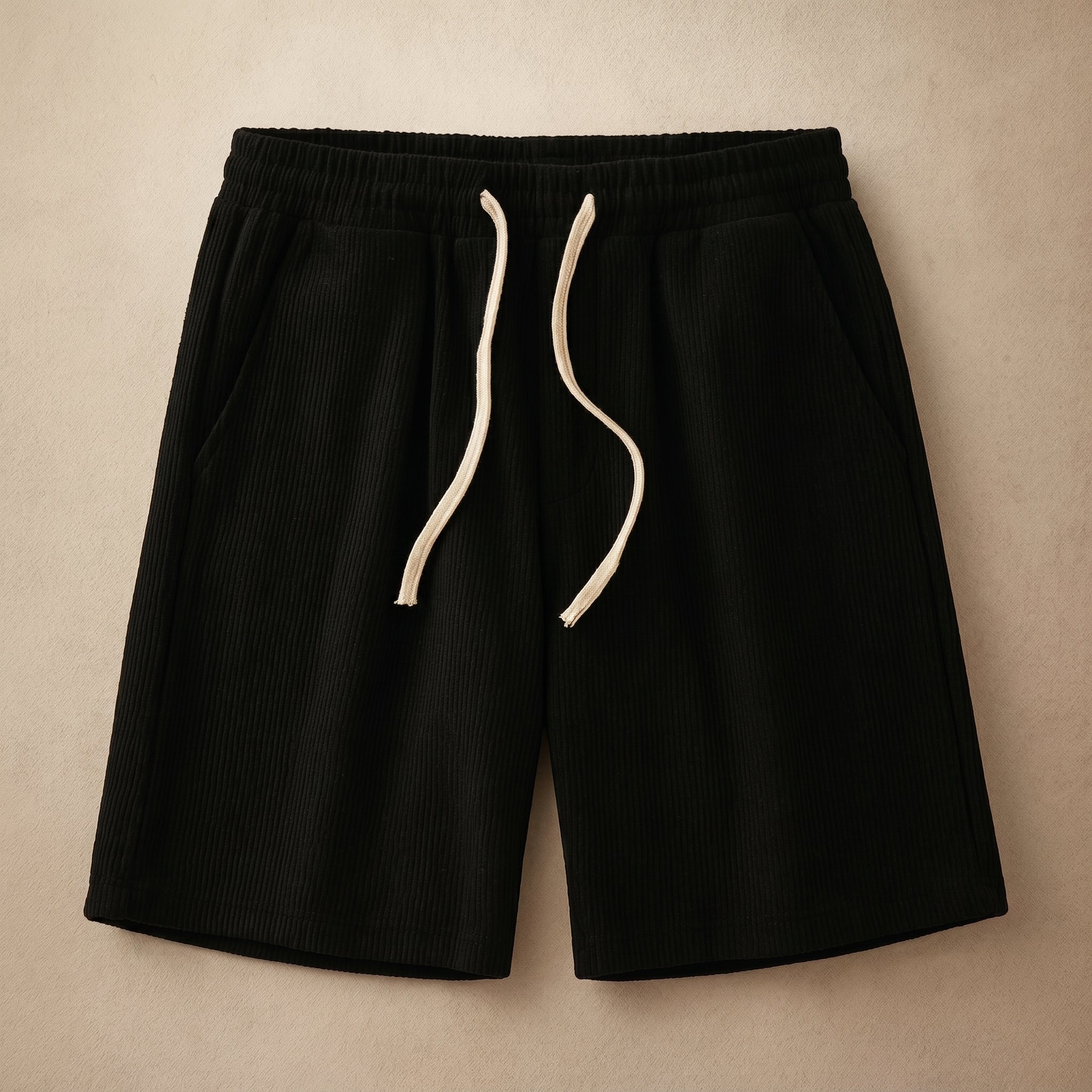 Marcus - Men's Relaxed Fit Elasticated Waist Drawstring Shorts - Shorts Men - Black - Taylor & Bennett