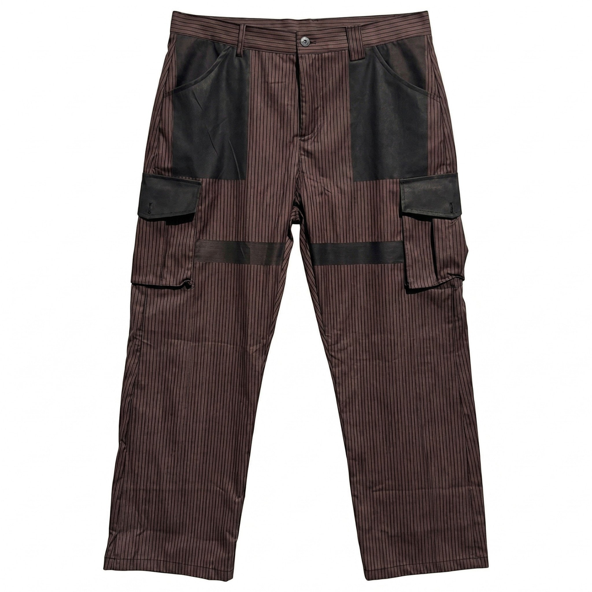 Marcus - Men's Striped Straight Leg Cargo Pants - Trousers - Brown - Taylor & Bennett