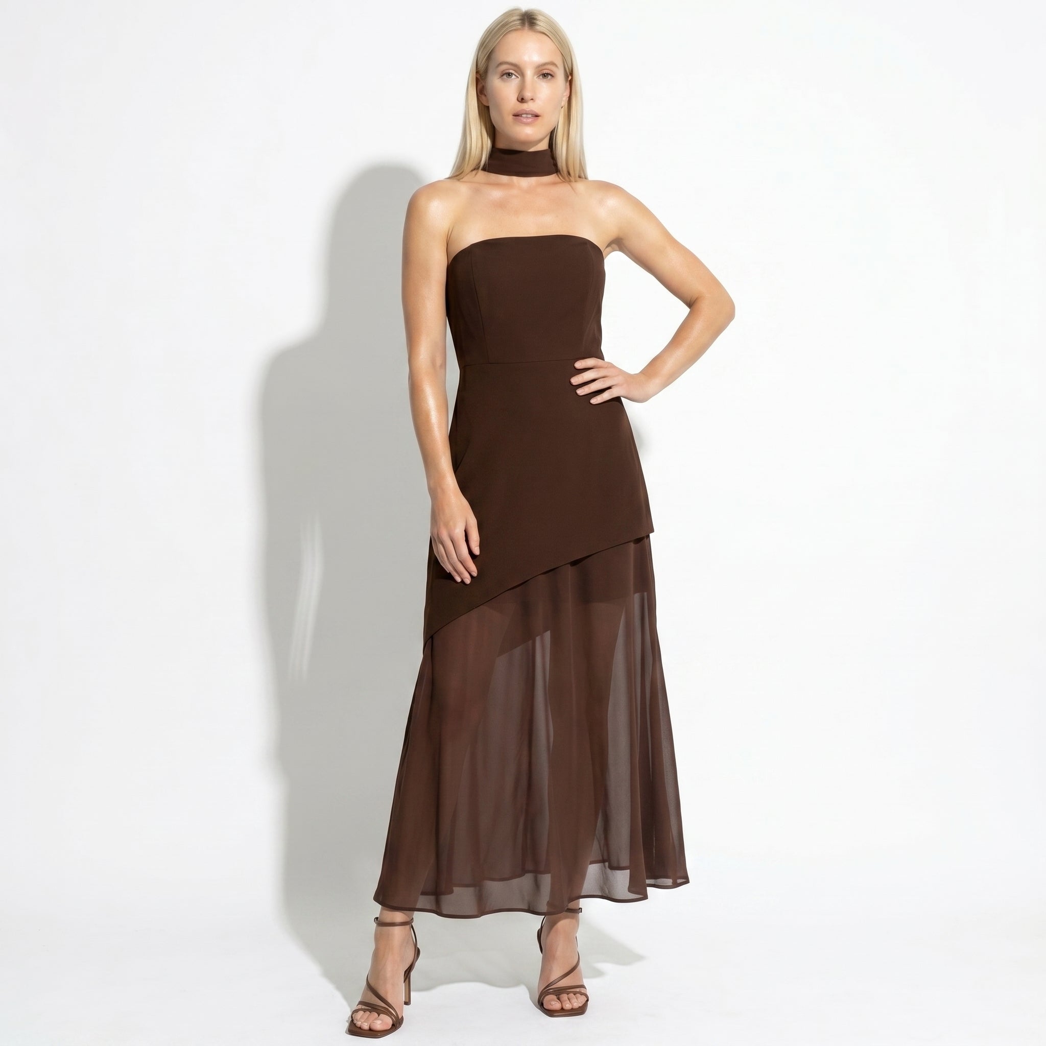 Mary - Women's Wedding Guest Maxi Dress - Dress - Brown - Taylor & Bennett
