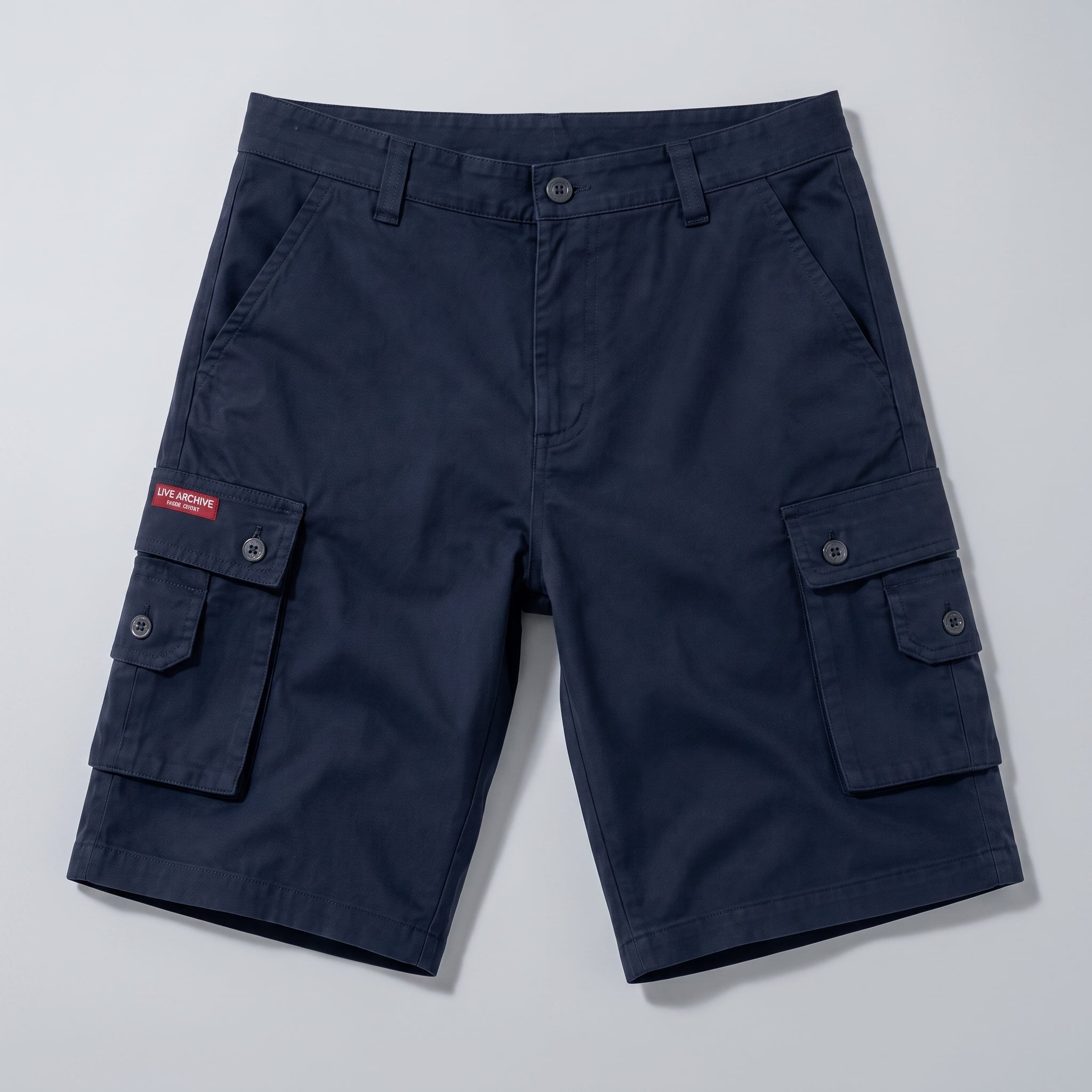 Matteo - Men's Summer Relaxed Fit Zip-Fly Cargo Shorts - Shorts - Blue - Taylor & Bennett