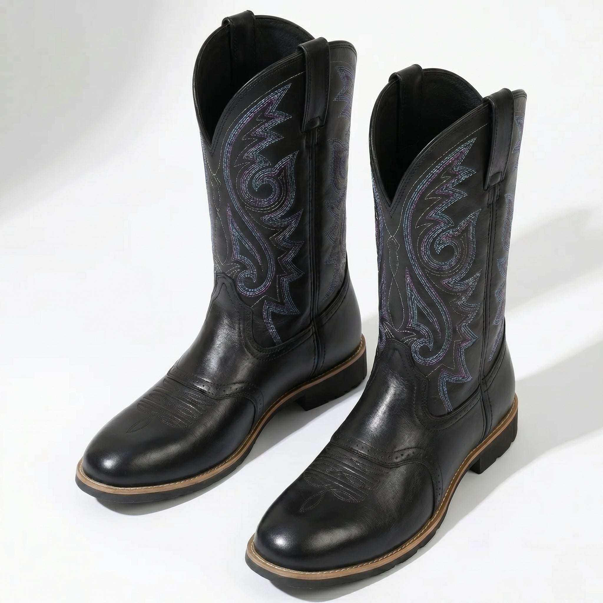 Matthew - Men's Embroidered Western Cowboy Boots - Boots - Black - Taylor & Bennett