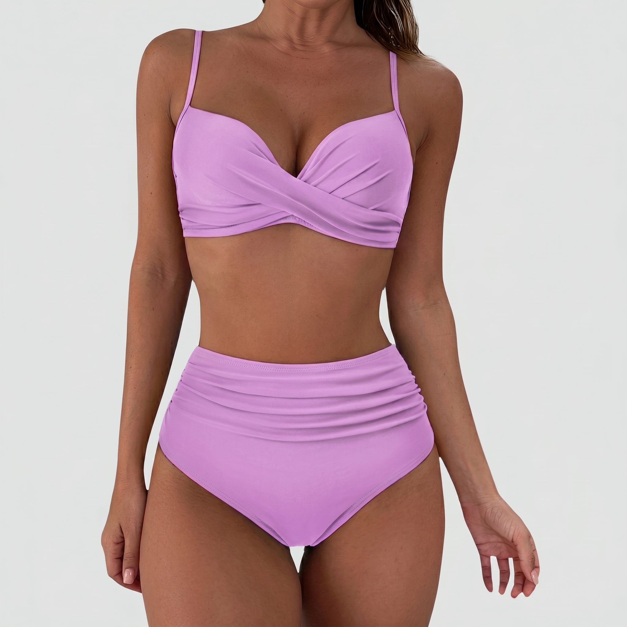 Maya - Women's Summer High-Waisted Twist Front Bikini - Bikini - Purple - Taylor & Bennett