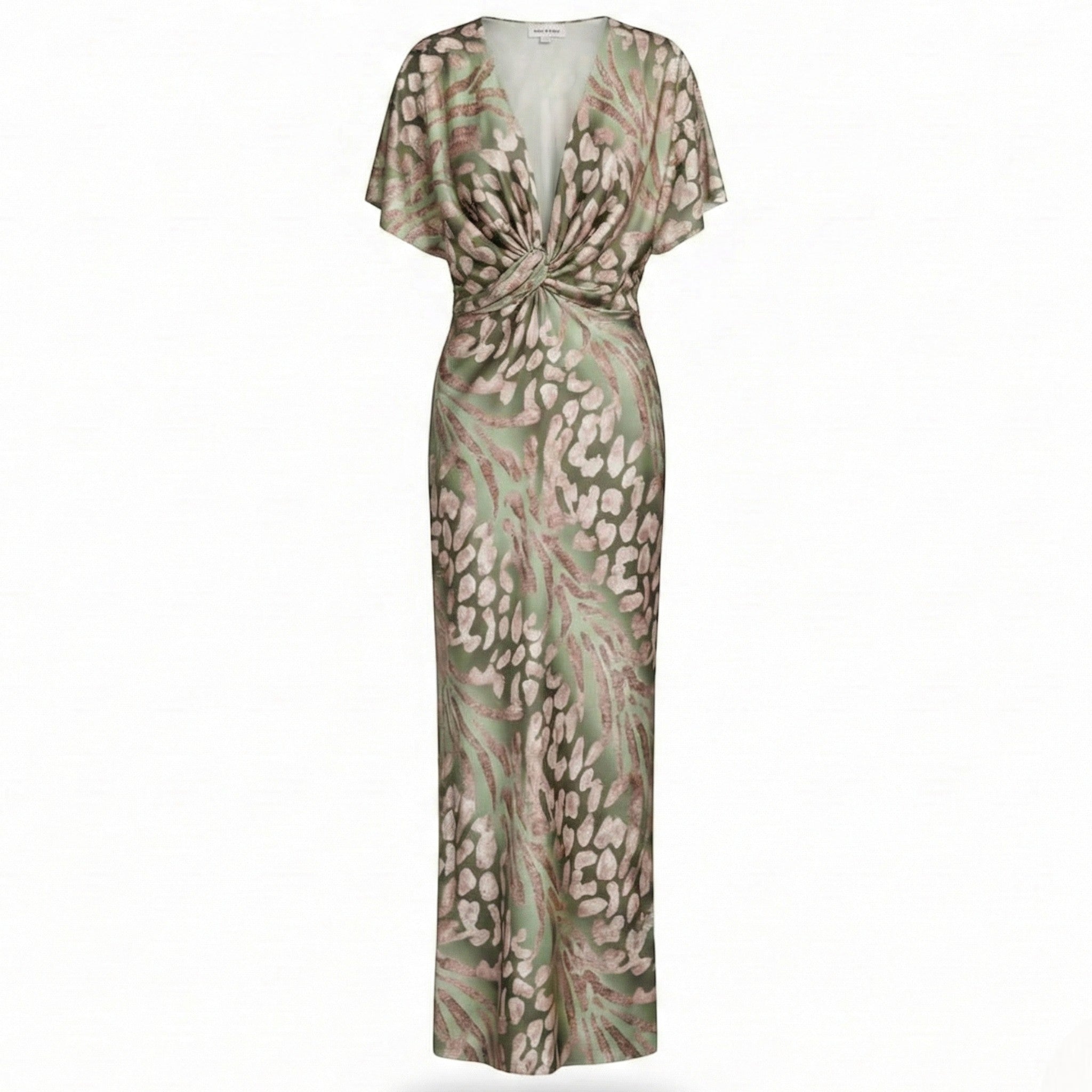 Maya - Women's V - Neck Maxi Dress with Knotted Waist - Dresses - Pink - Taylor & Bennett