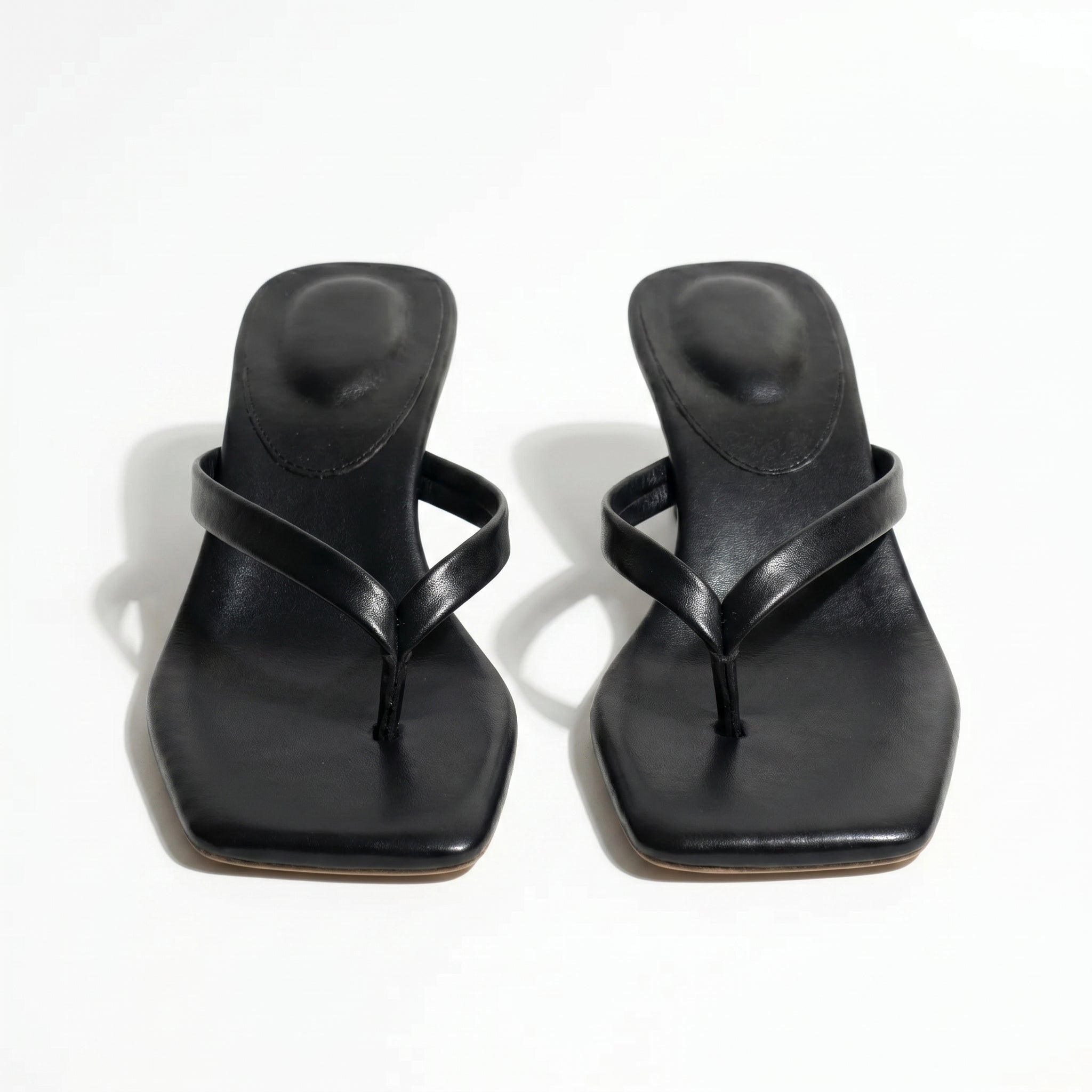 Megan - Women's Minimalist Thong Kitten Heeled Sandals - Shoes - Black - Taylor & Bennett