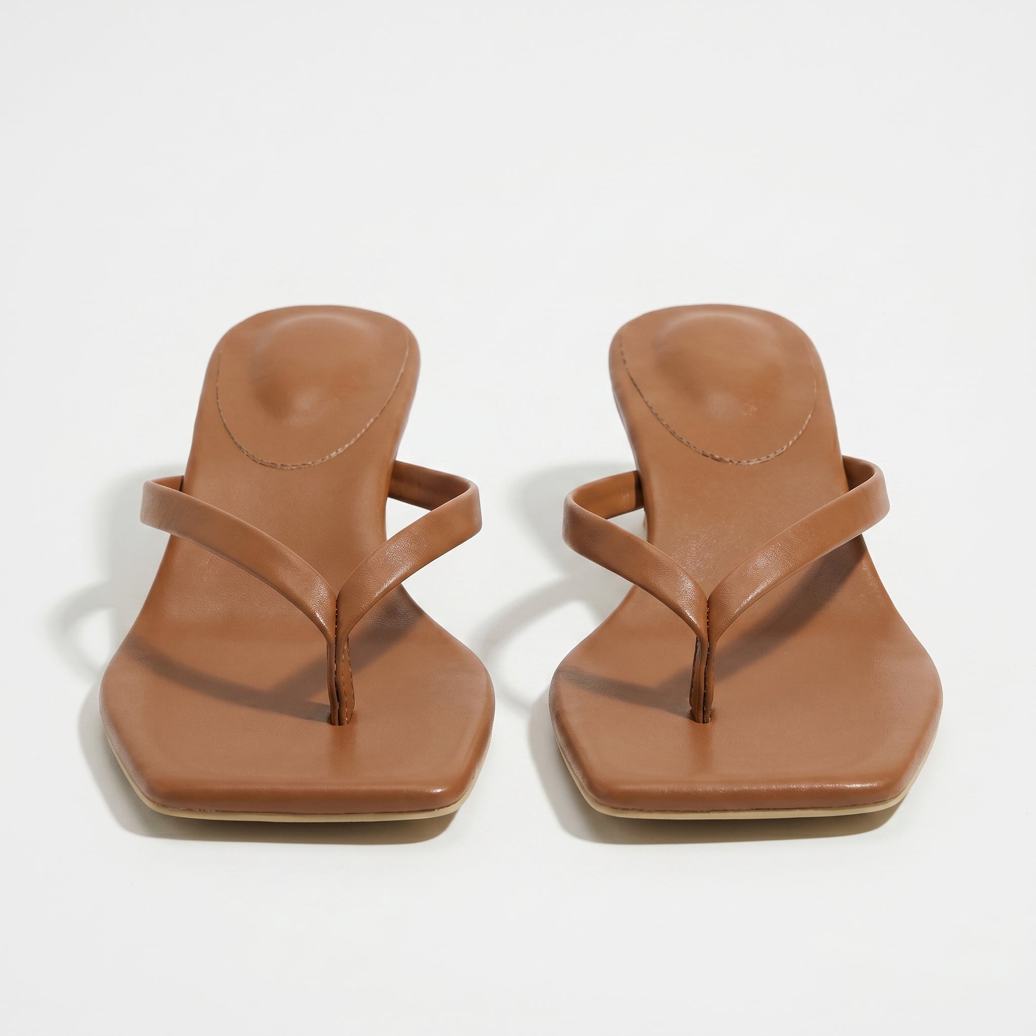 Megan - Women's Minimalist Thong Kitten Heeled Sandals - Shoes - Brown - Taylor & Bennett