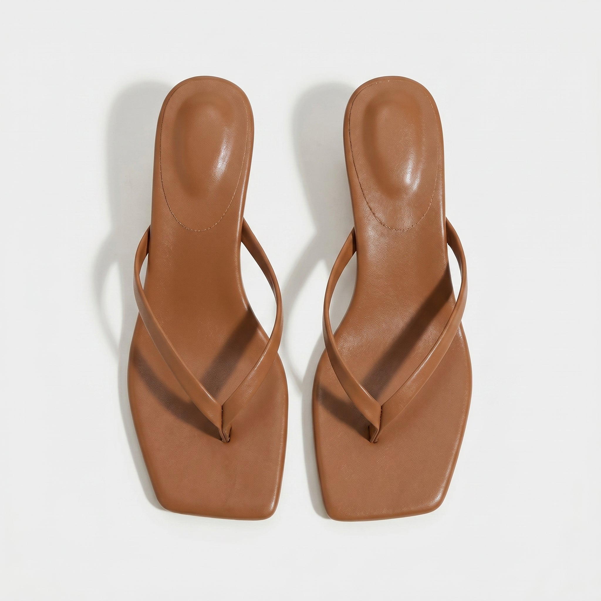 Megan - Women's Minimalist Thong Kitten Heeled Sandals - Shoes - Brown - Taylor & Bennett