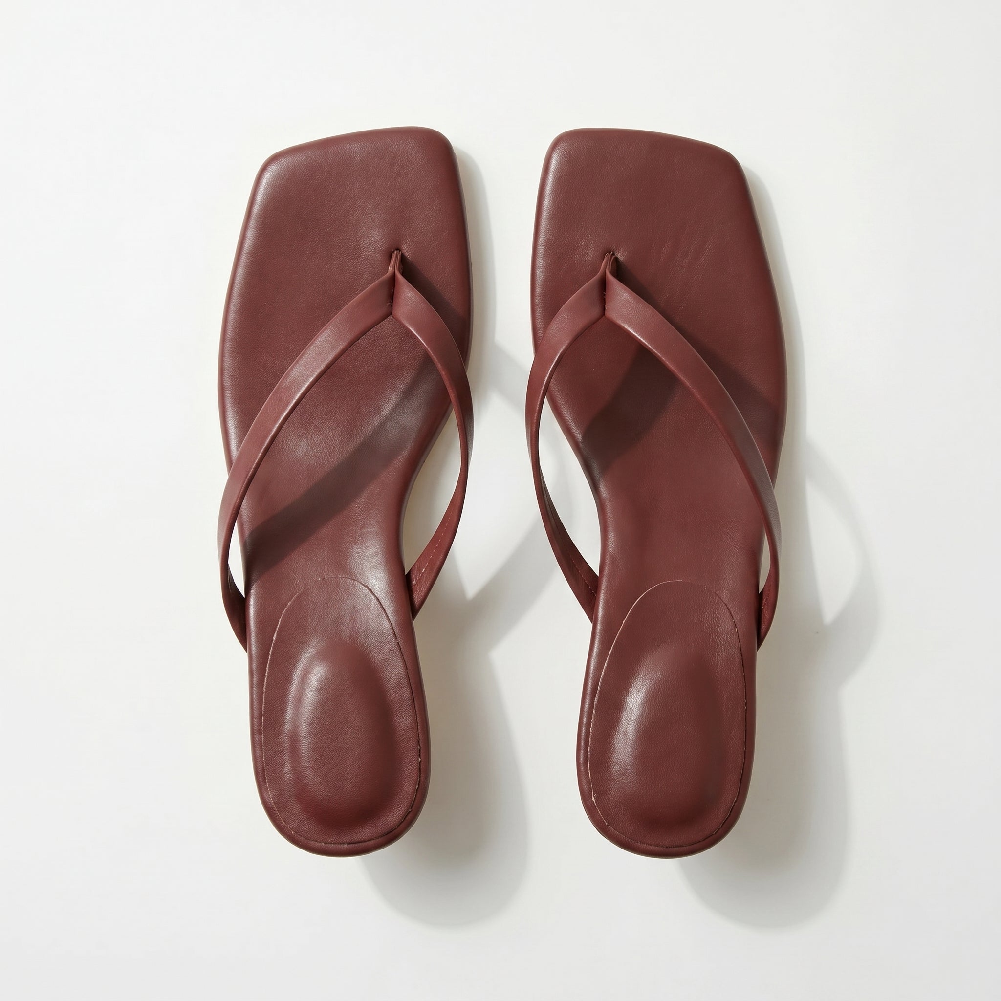 Megan - Women's Minimalist Thong Kitten Heeled Sandals - Shoes - Burgundy - Taylor & Bennett