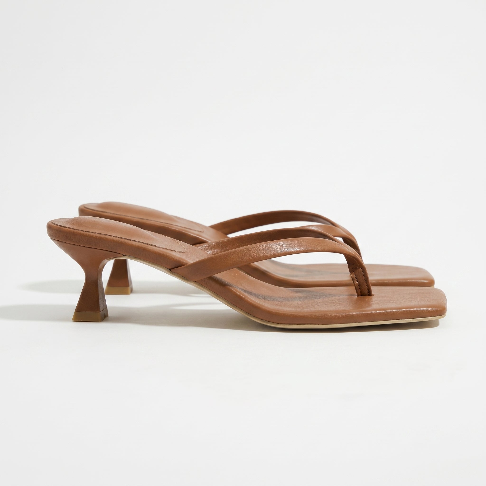 Megan - Women's Minimalist Thong Kitten Heeled Sandals - Shoes - Brown - Taylor & Bennett