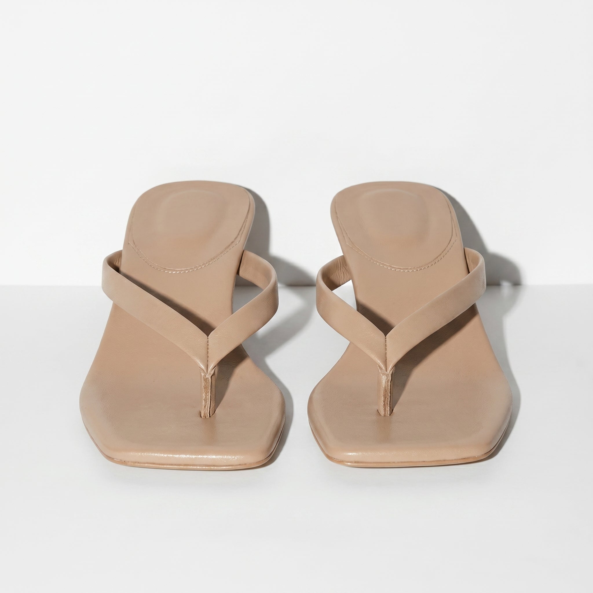 Megan - Women's Minimalist Thong Kitten Heeled Sandals - Shoes - Tan - Taylor & Bennett
