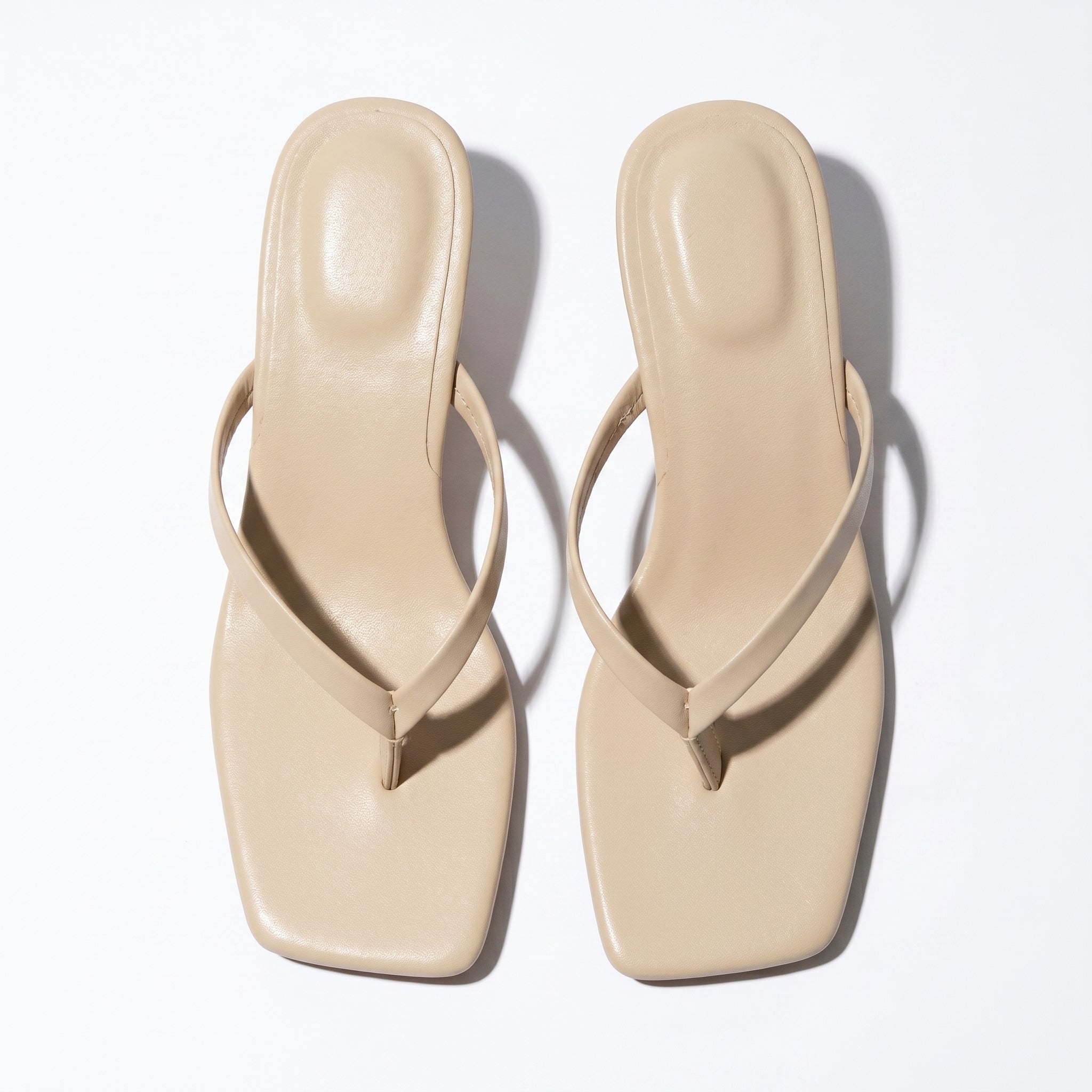 Megan - Women's Minimalist Thong Kitten Heeled Sandals - Shoes - Beige - Taylor & Bennett