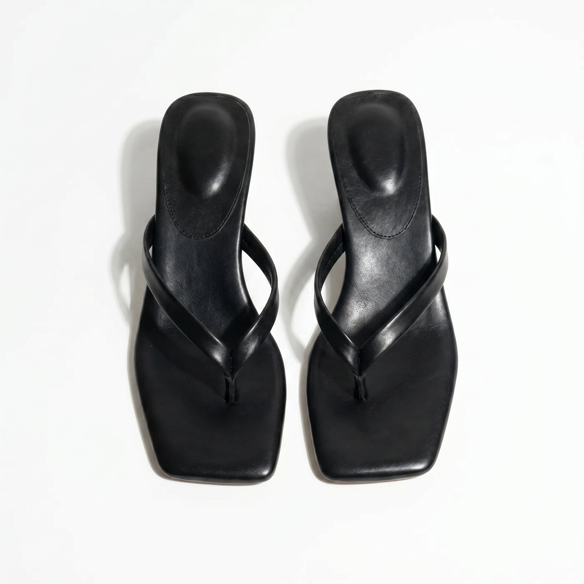 Megan - Women's Minimalist Thong Kitten Heeled Sandals - Shoes - Black - Taylor & Bennett