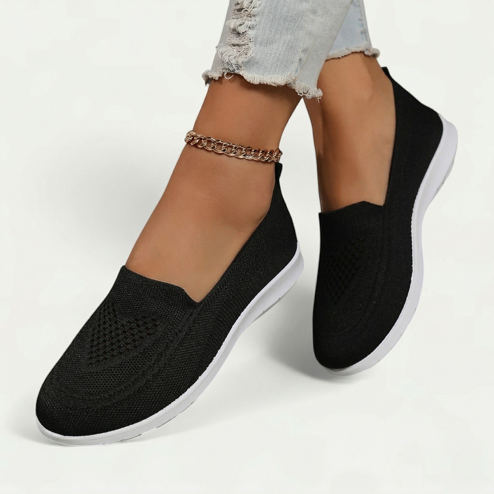 Mia - Women's Lightweight Slip - on Trainers - Shoes - Black - Taylor & Bennett