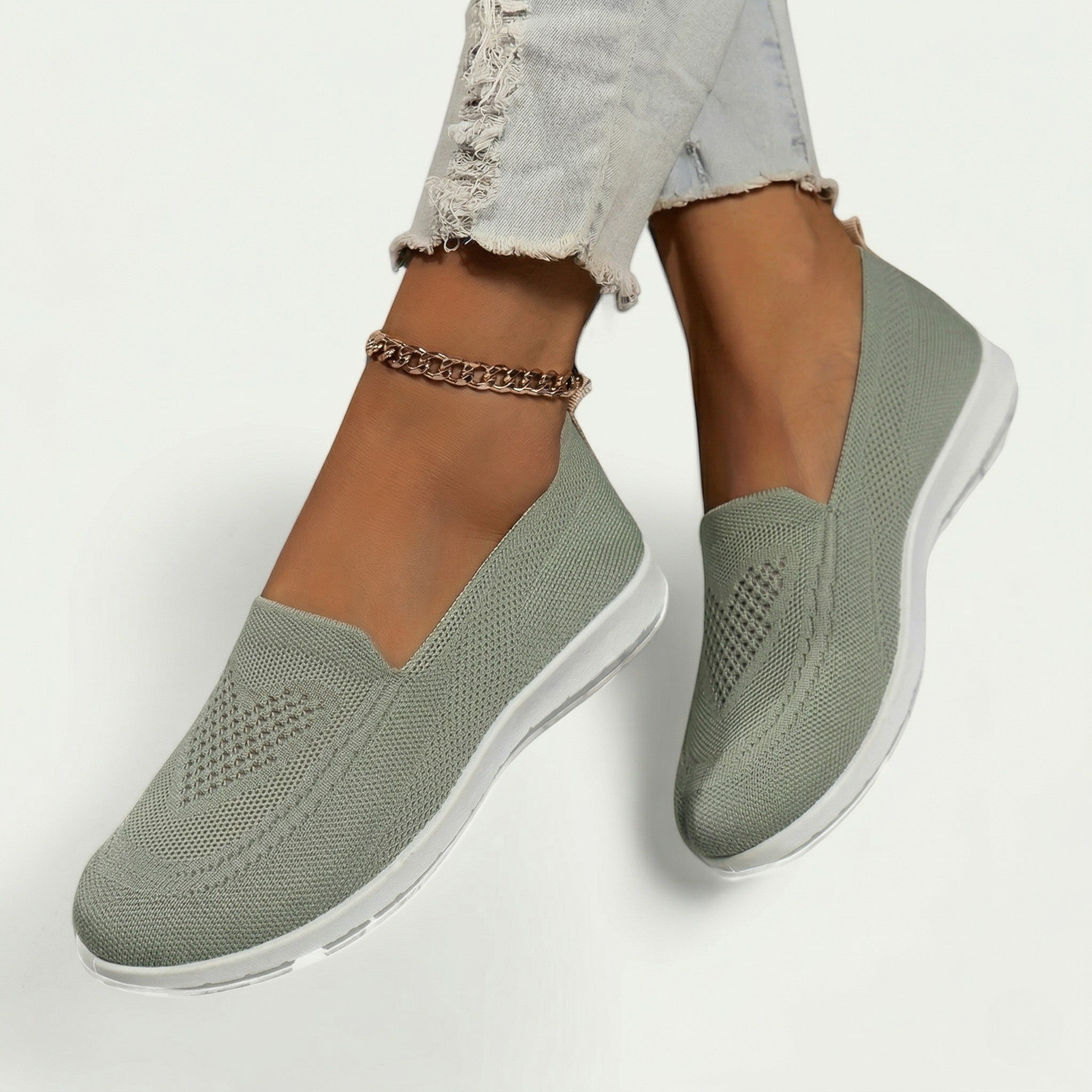 Mia - Women's Lightweight Slip - on Trainers - Shoes - Green - Taylor & Bennett