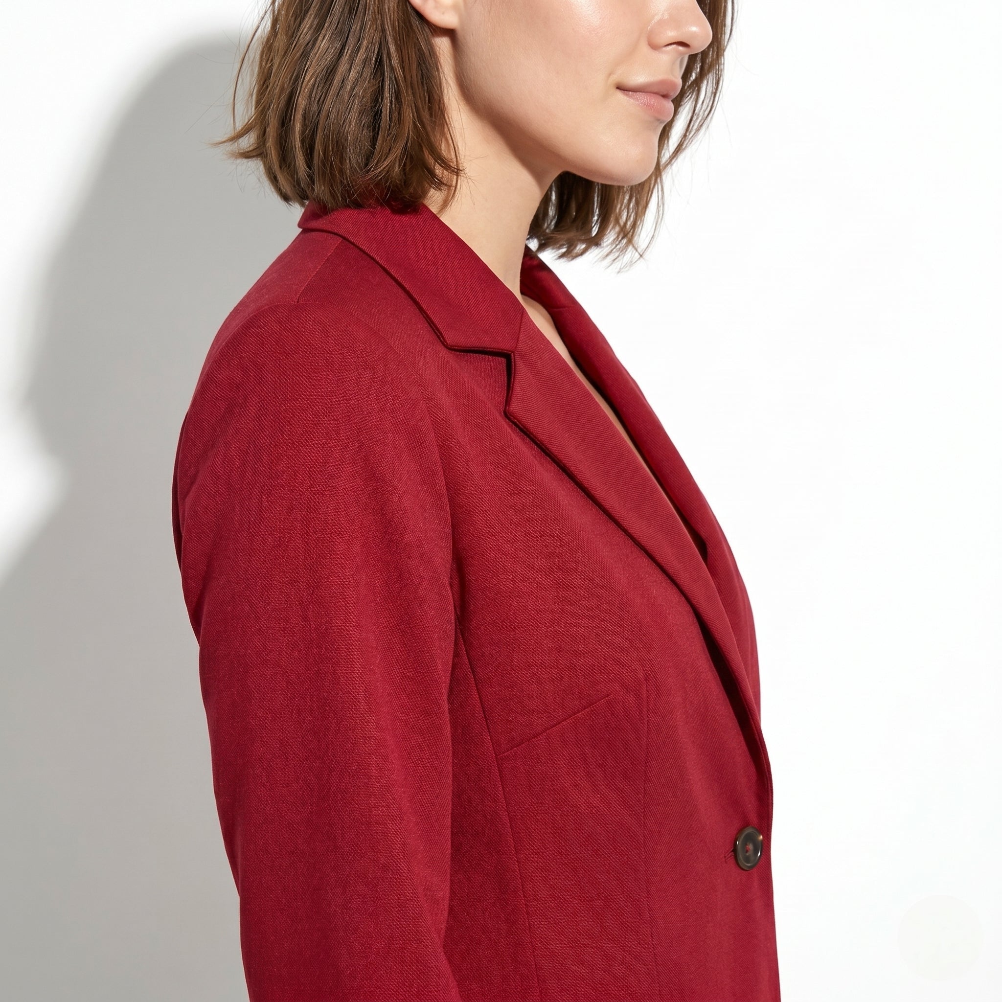 Mia - Women's Single Button Formal Blazer - Blazer - Dark Red - Taylor & Bennett