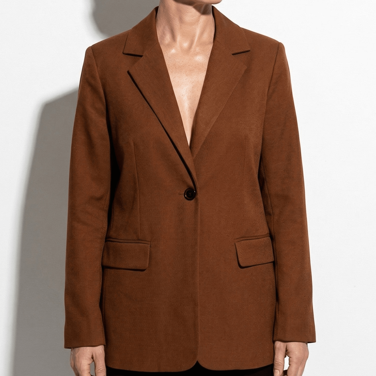 Mia - Women's Tailored Blazer with Single Button Closure - Blazer - Brown - Taylor & Bennett